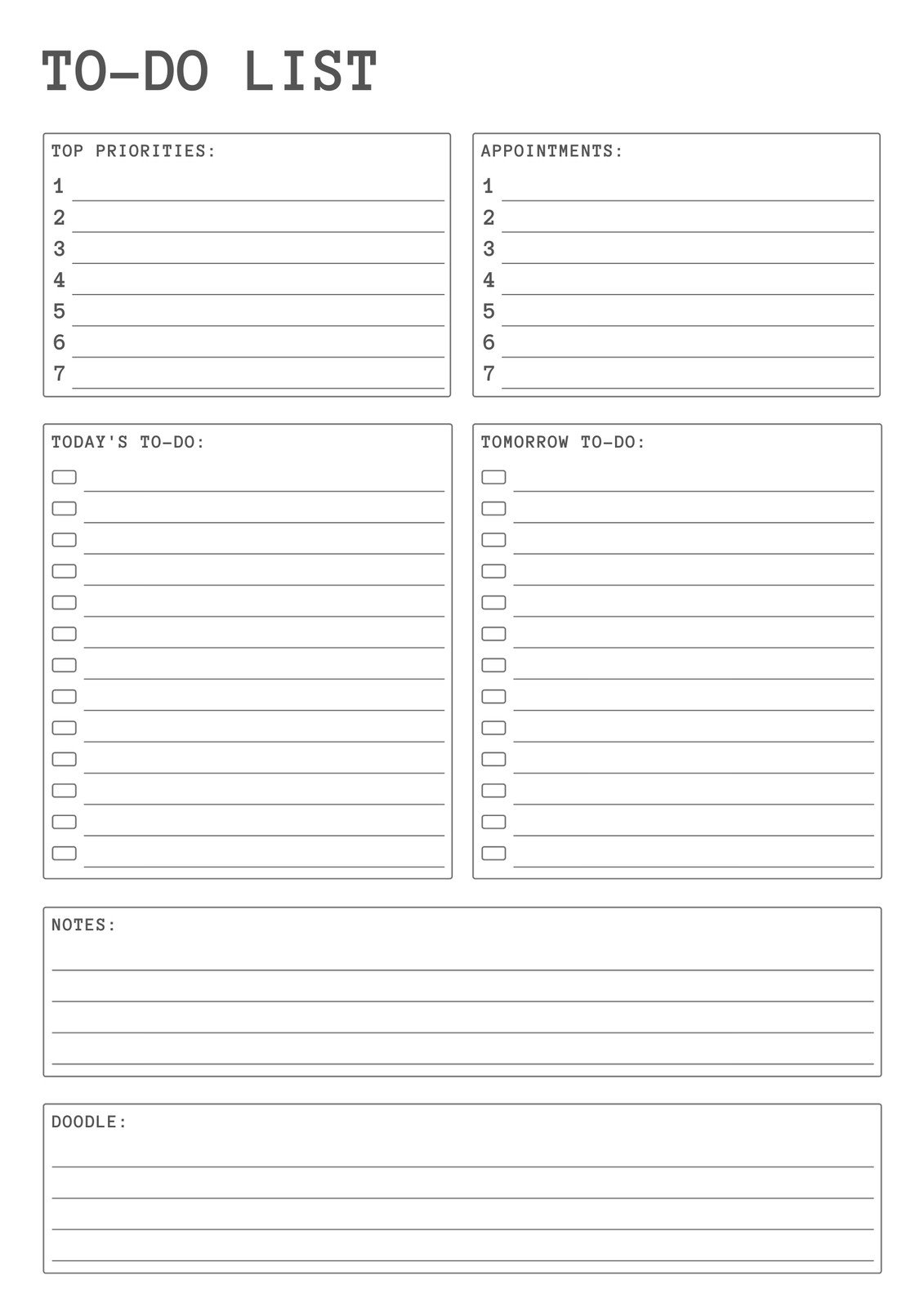 Work To Do List Template