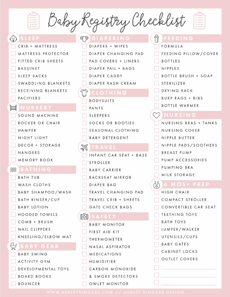 FREE BABY REGISTRY GUIDE PRINTABLE CHECKLIST
