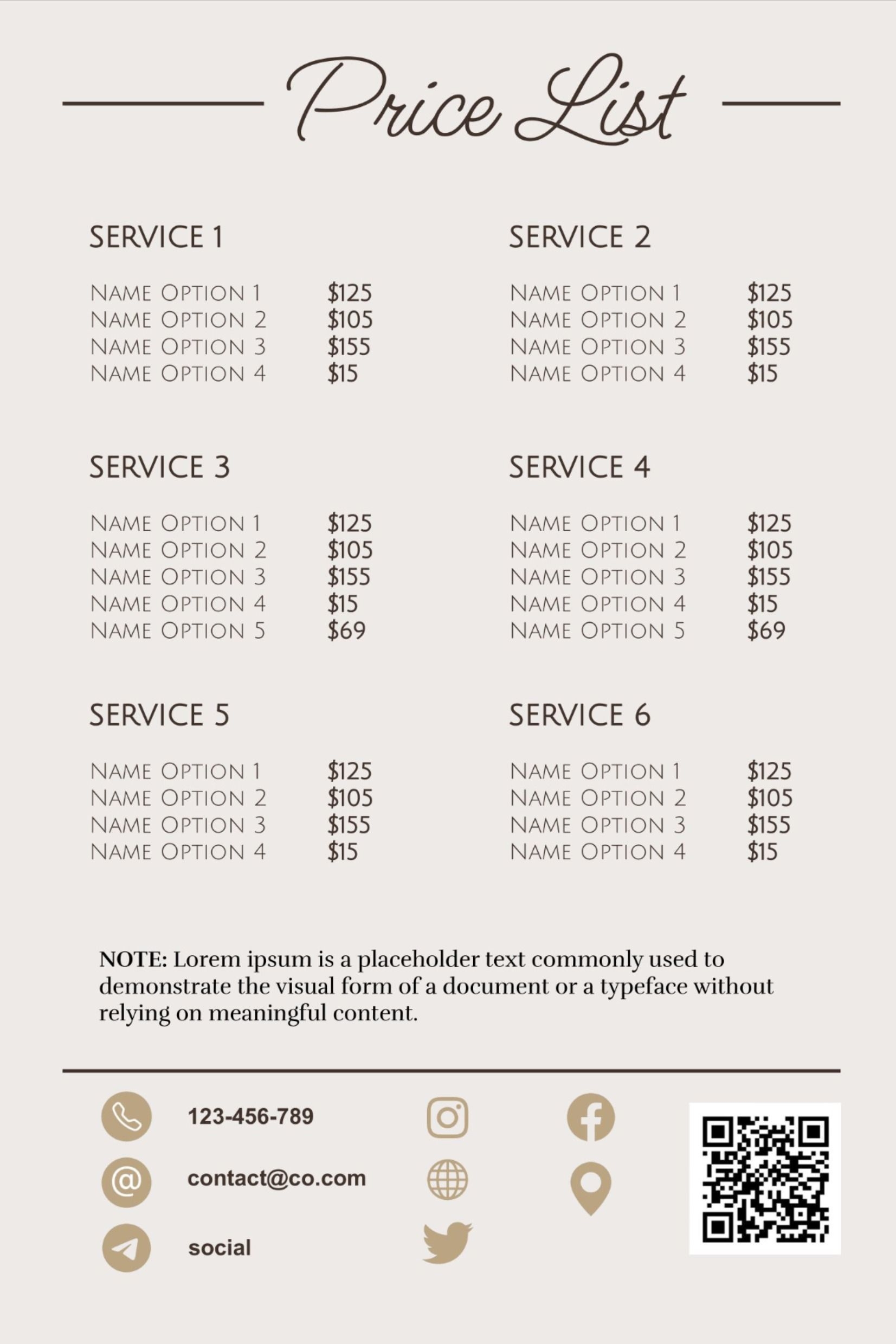 Free Beauty Salon Price List Templates