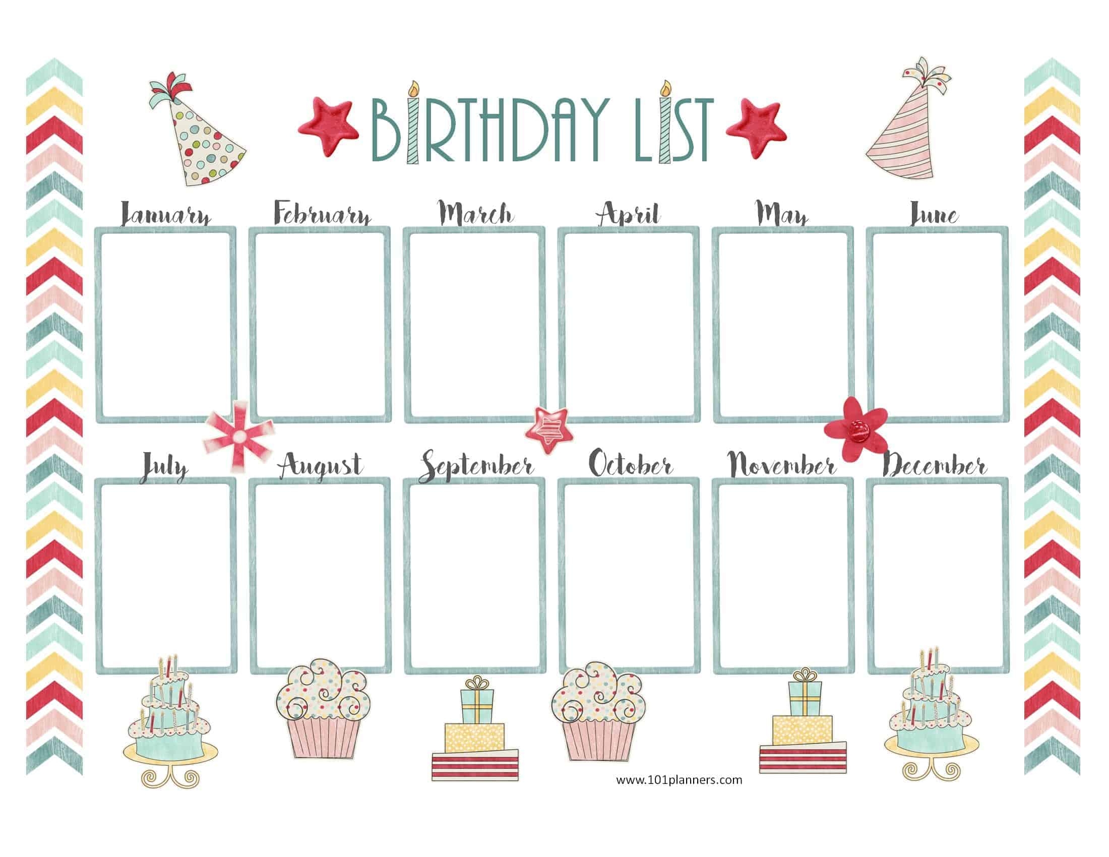Free Editable Birthday List Template Word