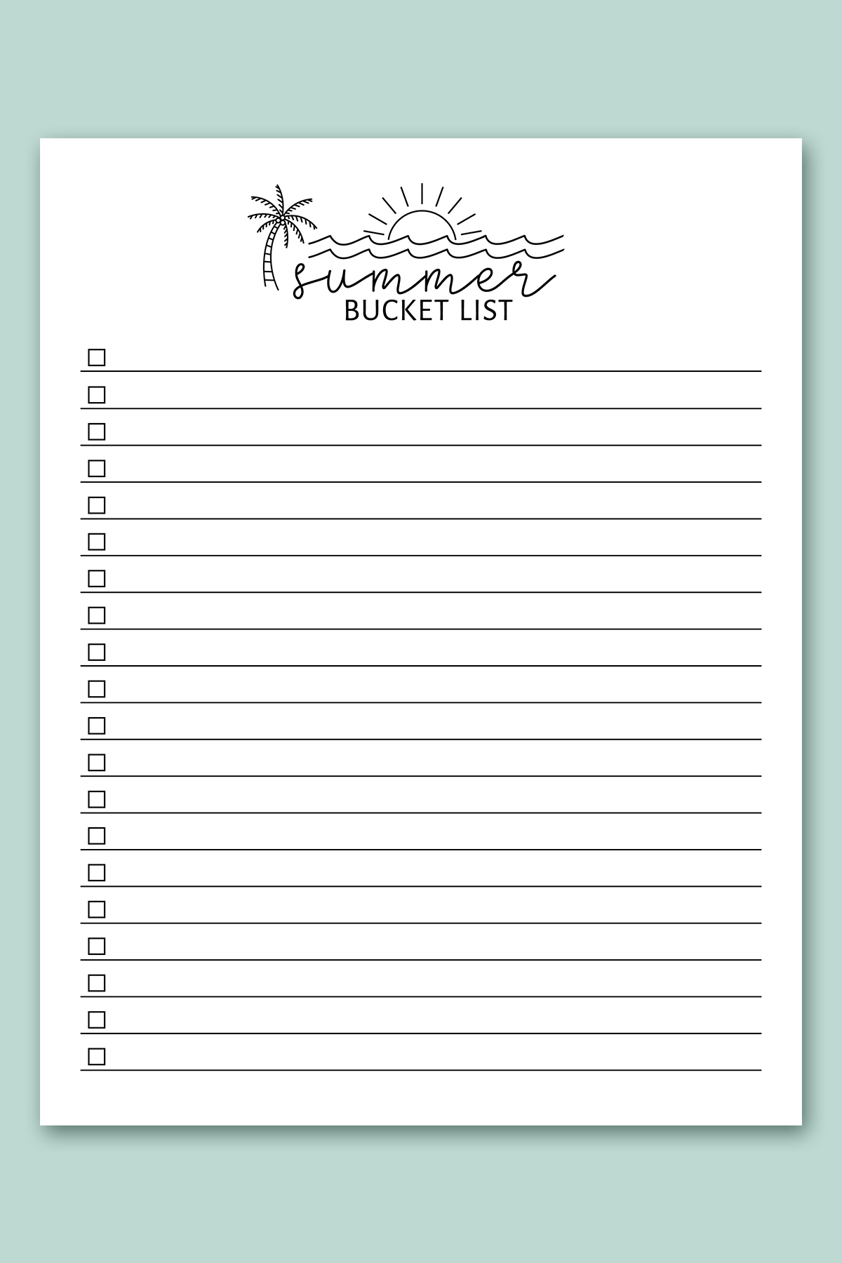 Free Bucket List Printable Templates summer Travel Etc 