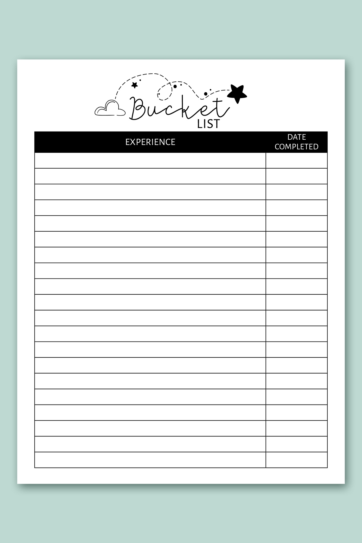 Free Bucket List Printable Templates summer Travel Etc 