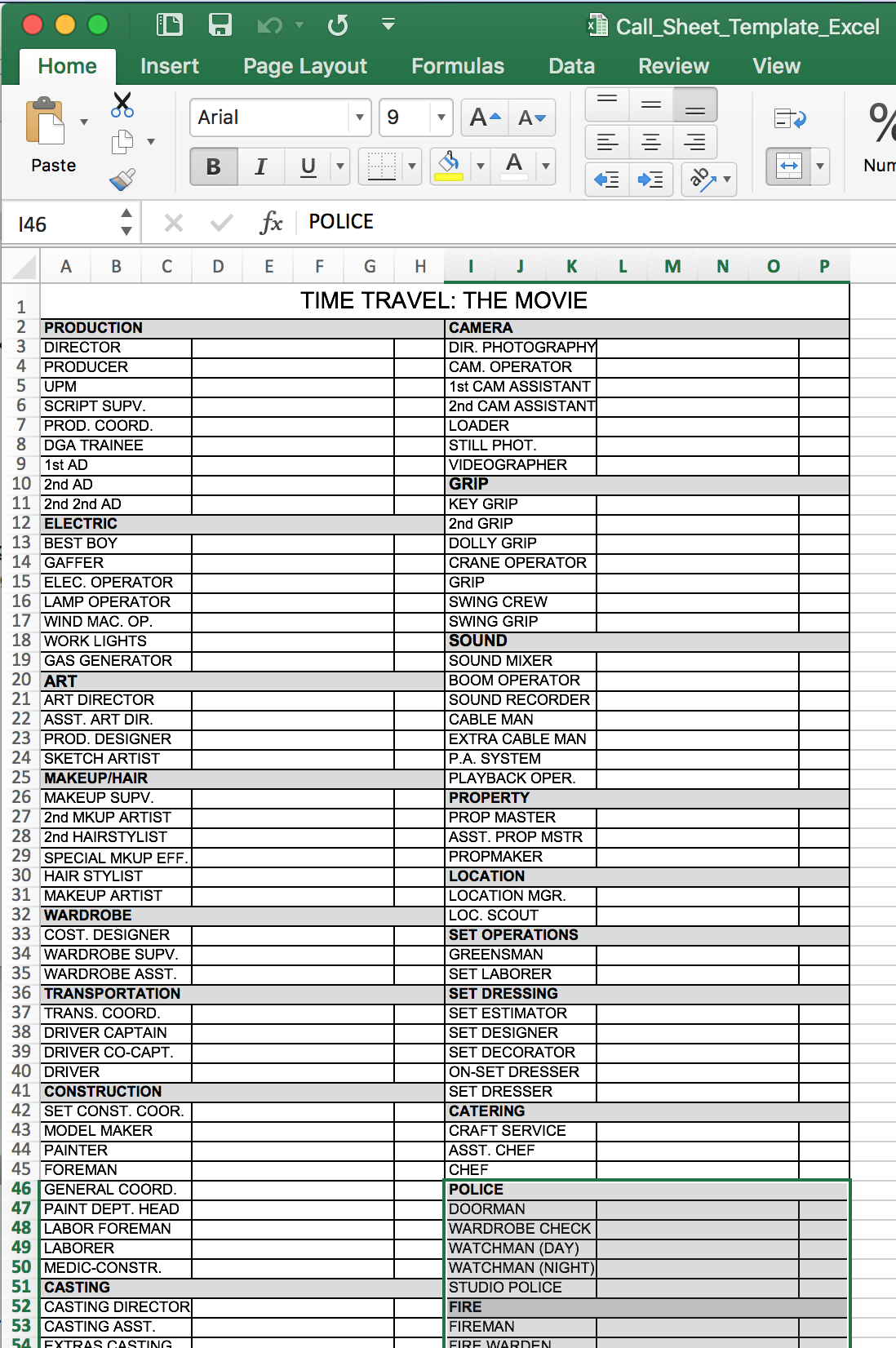 FREE Call Sheet Template In Excel FREE Call Sheet Template In Excel