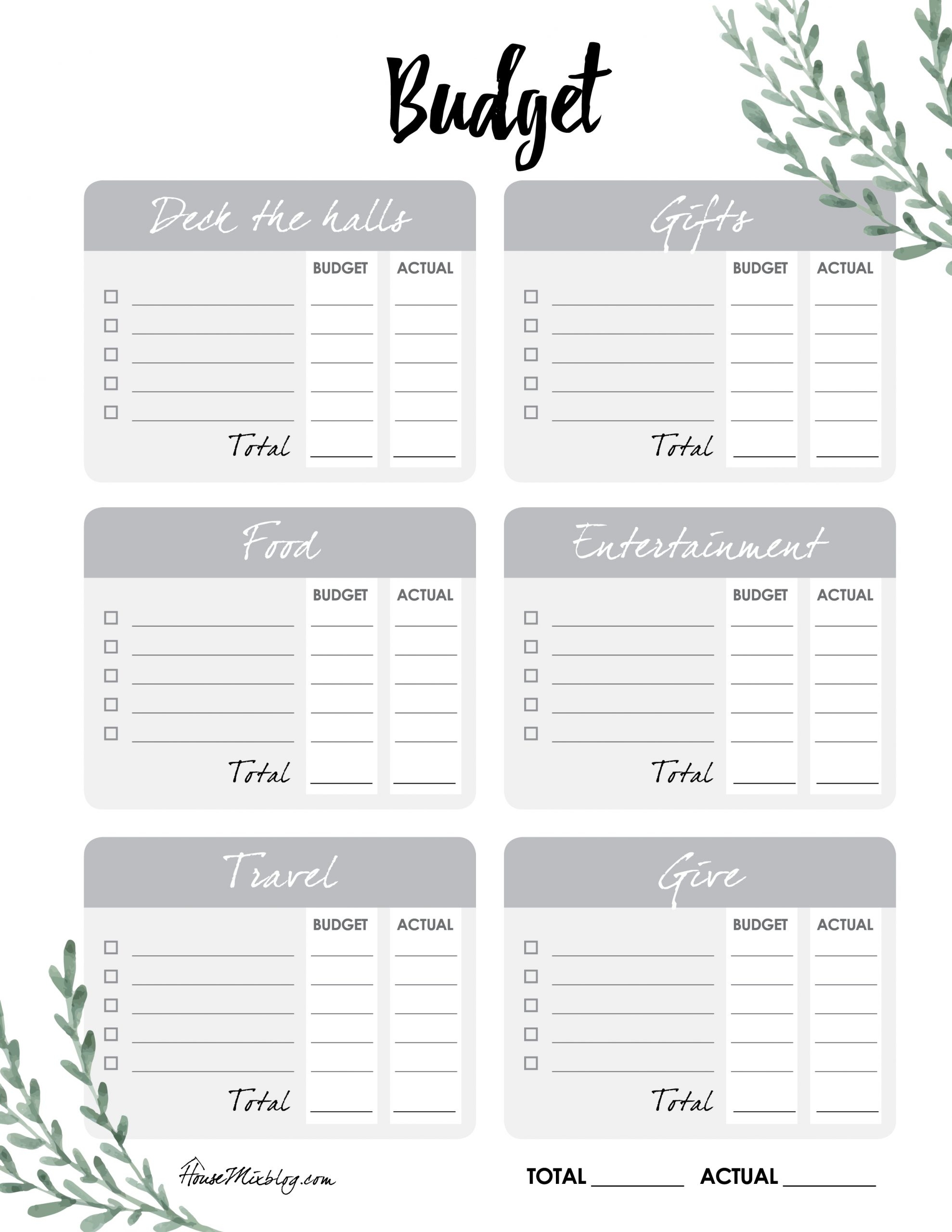 Christmas List Budget Template