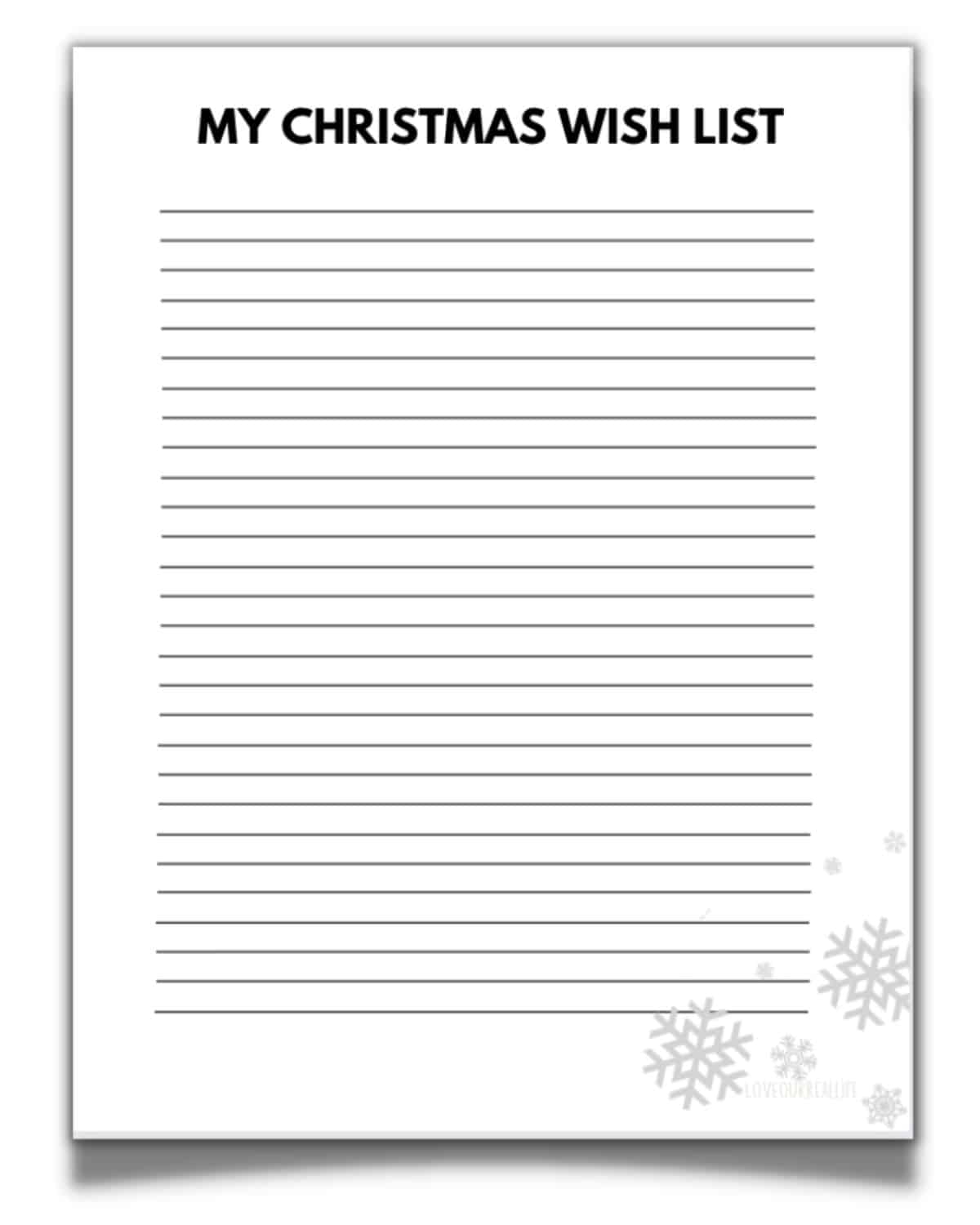 FREE Christmas Wish List Printable Template For Gift List Love 