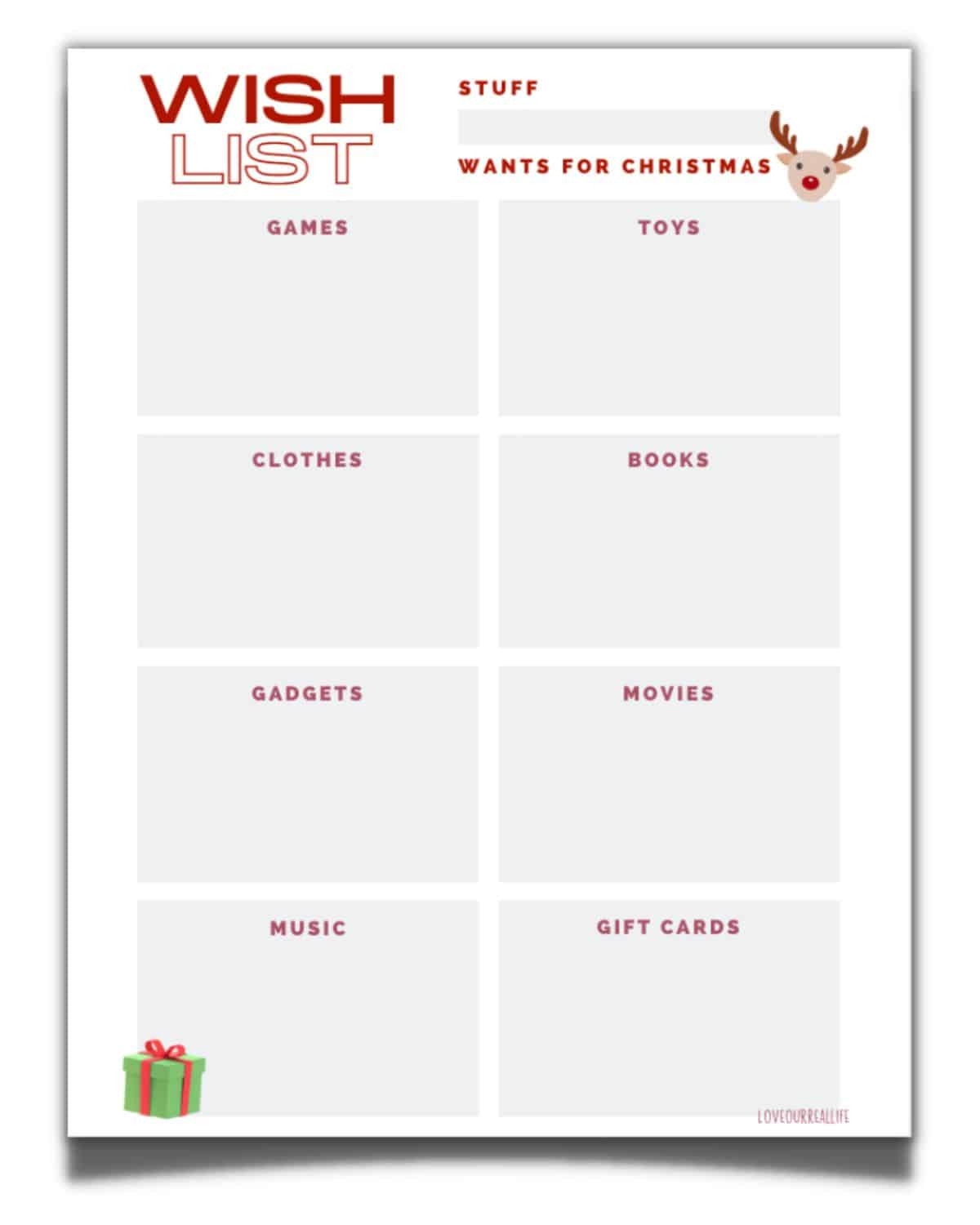 Adult Christmas Wish List Template