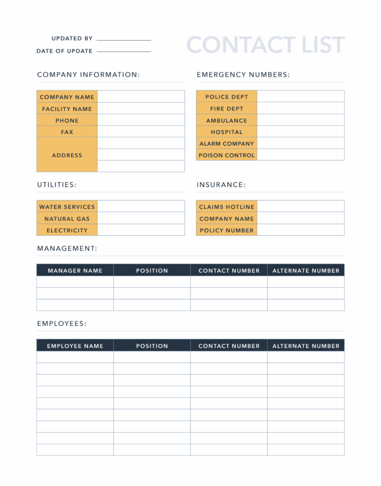 Free Contact List Template For Excel PDF Google Sheets HubSpot