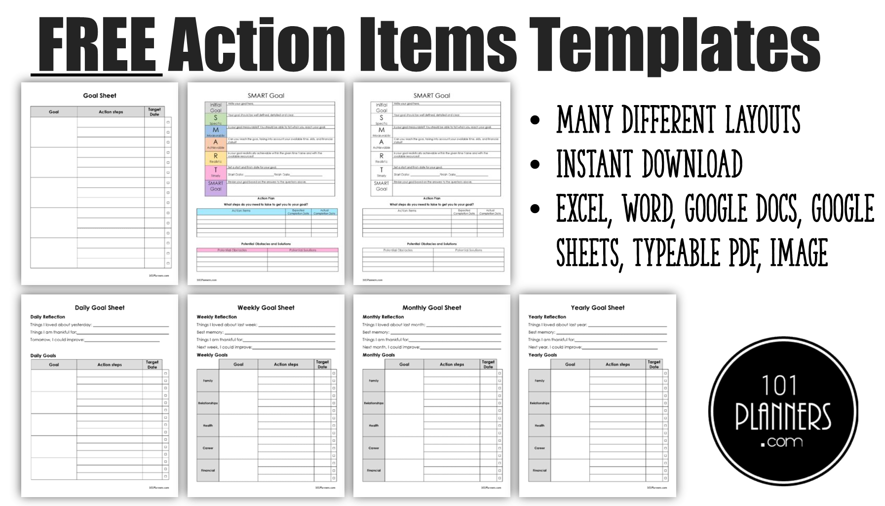 FREE Customizable Action Items Template