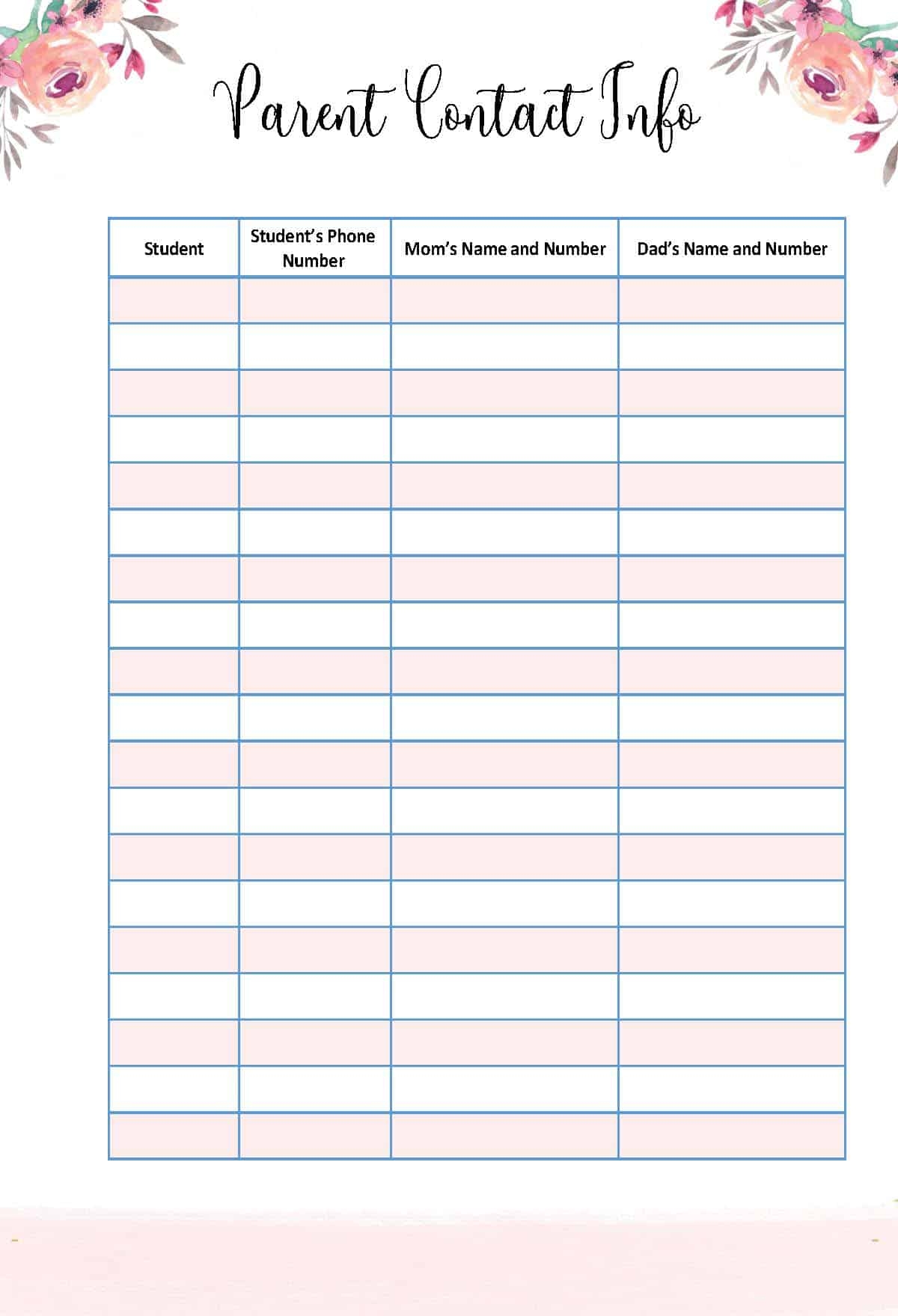 Telephone Extension List Template