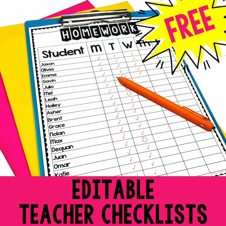 Free Editable Teacher Checklists Classroom Freebies