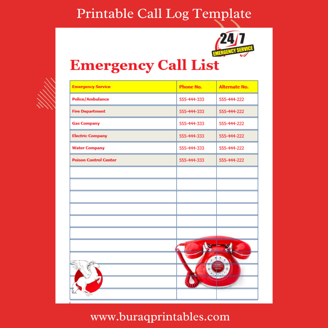 Free Emergency Contact List Template Word By PrintableTemplates On