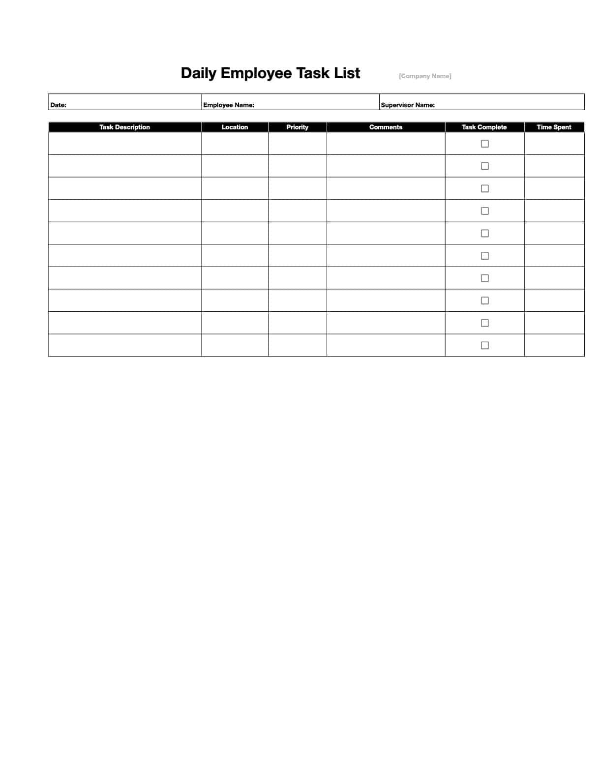 Free Employee Task List Templates Download Print In PDF Office GDocs 