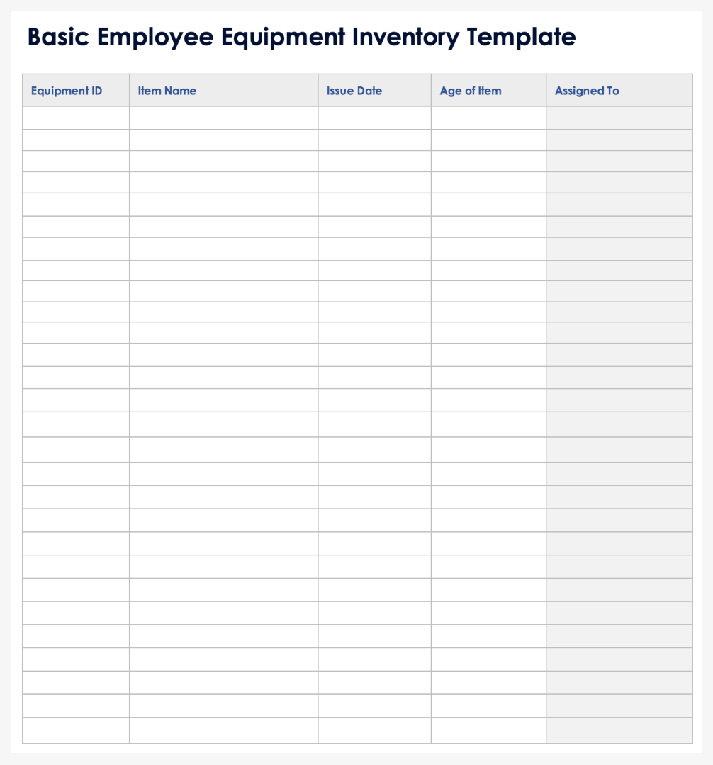 Total Loss Inventory List Template
