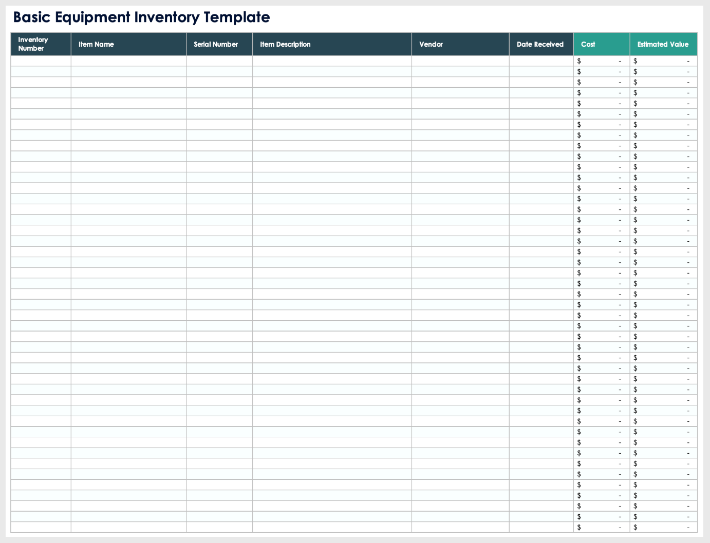 Free Equipment Inventory Templates U0026 Spreadsheets All Formats