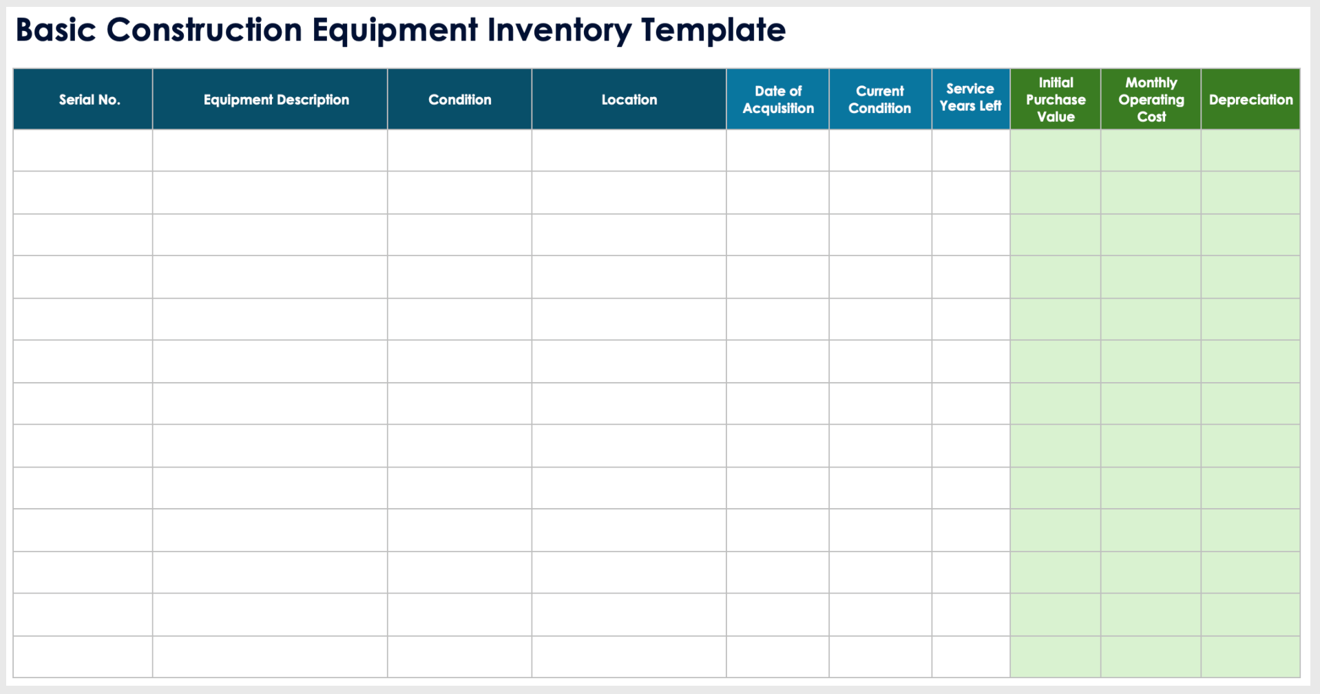 Free Equipment Inventory Templates U0026 Spreadsheets All Formats