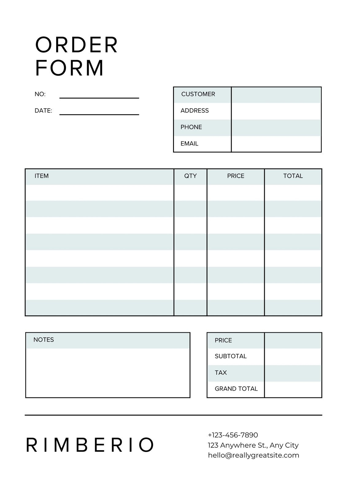 Order List Template