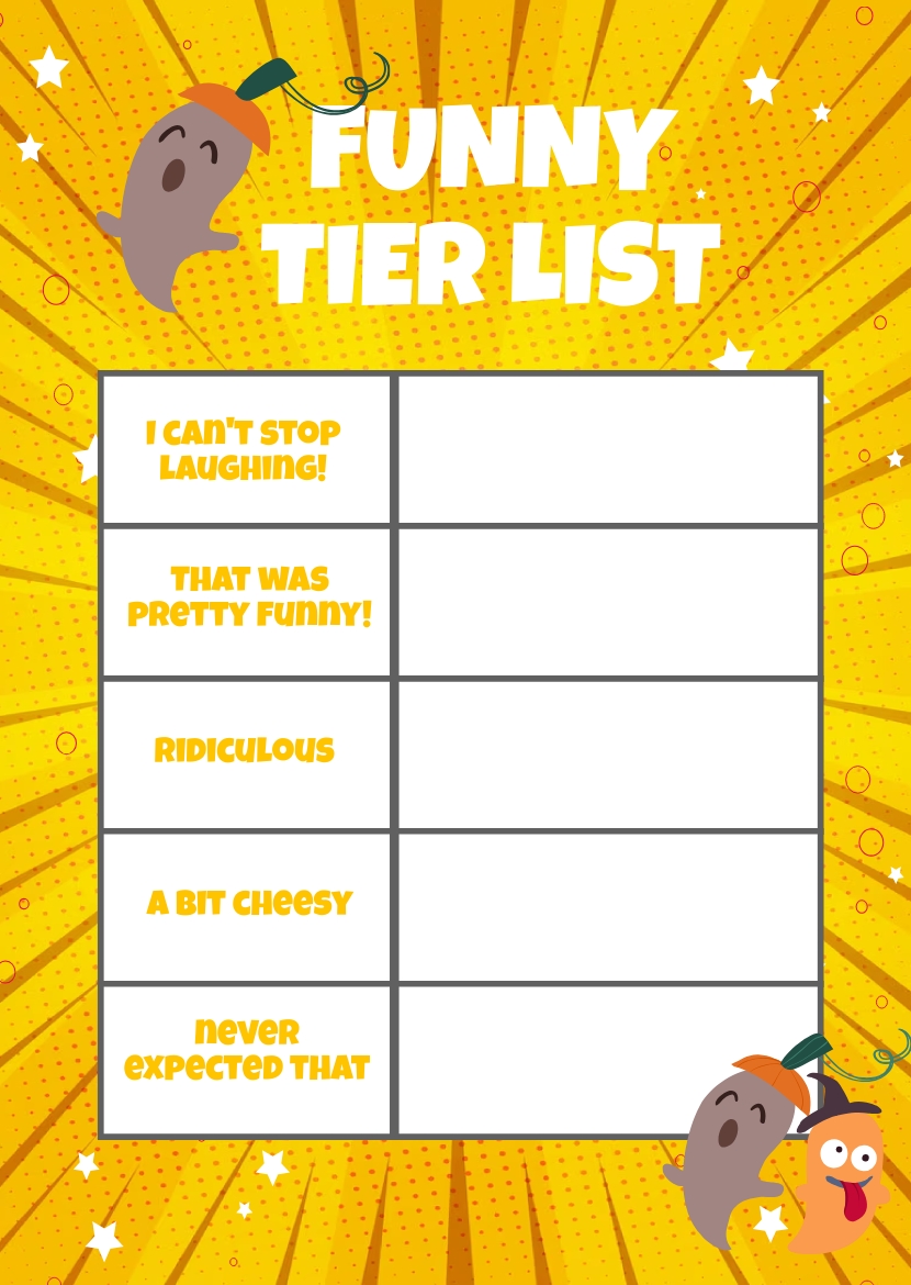 Free Funny Tier List Template To Edit Online