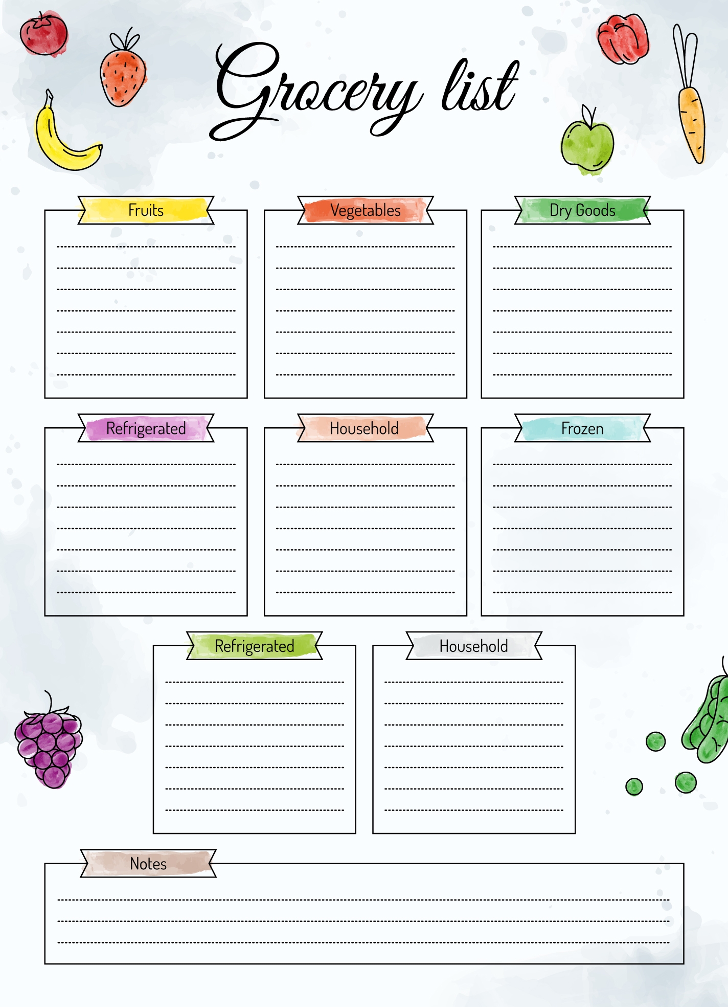Grocery List Template Editable