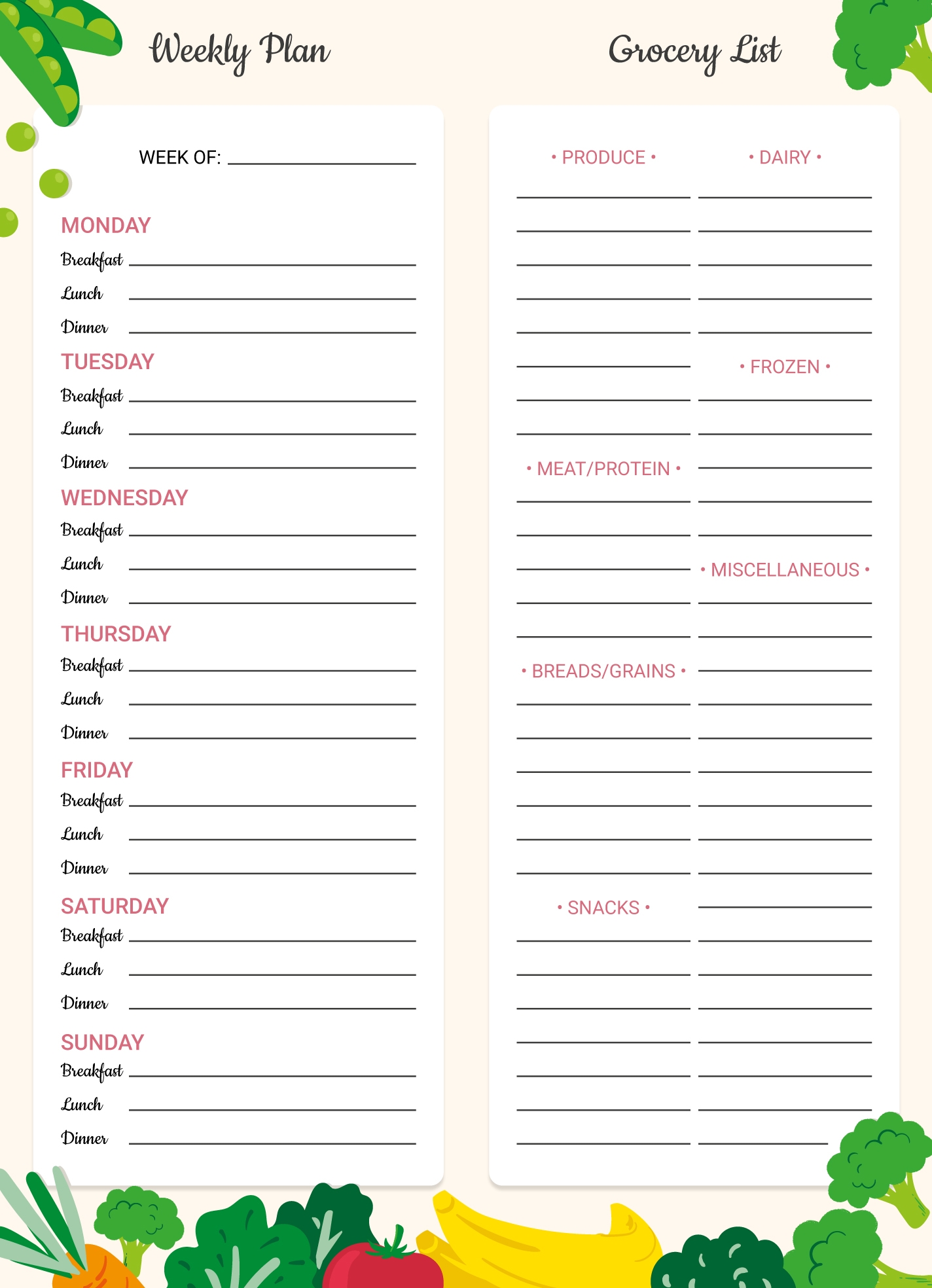 Free Grocery List Google Docs Templates Gdoc io