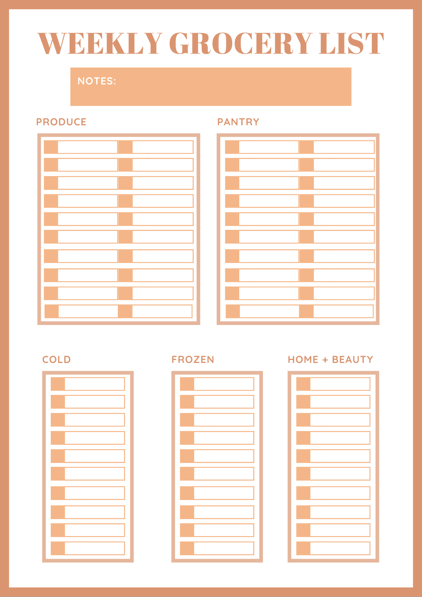 Free Printable Grocery List Template