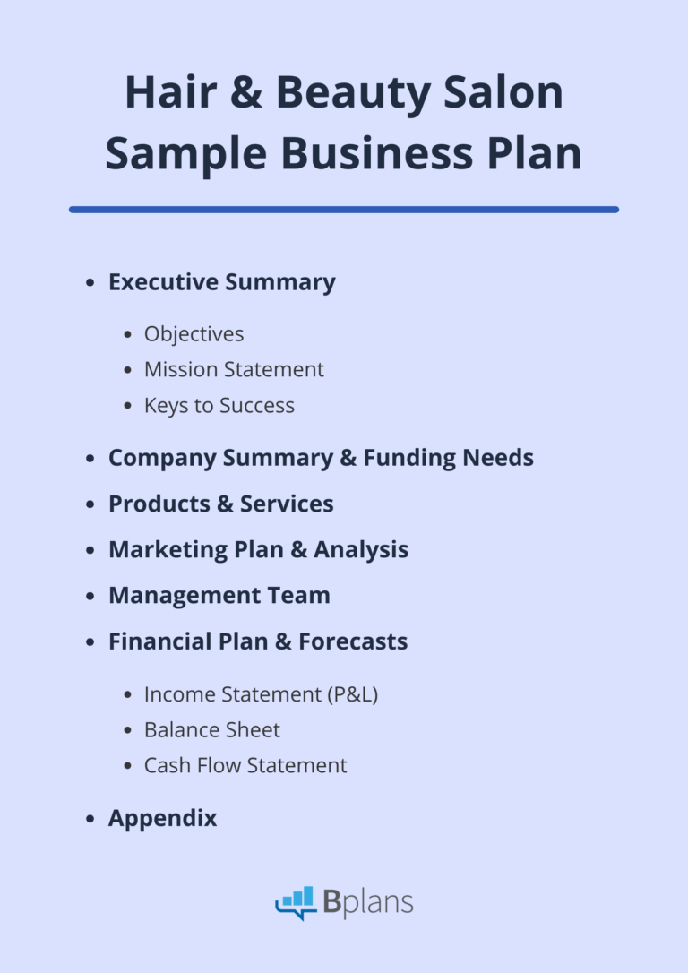 Free Hair And Beauty Salon Sample Business Plan PDF Bplans
