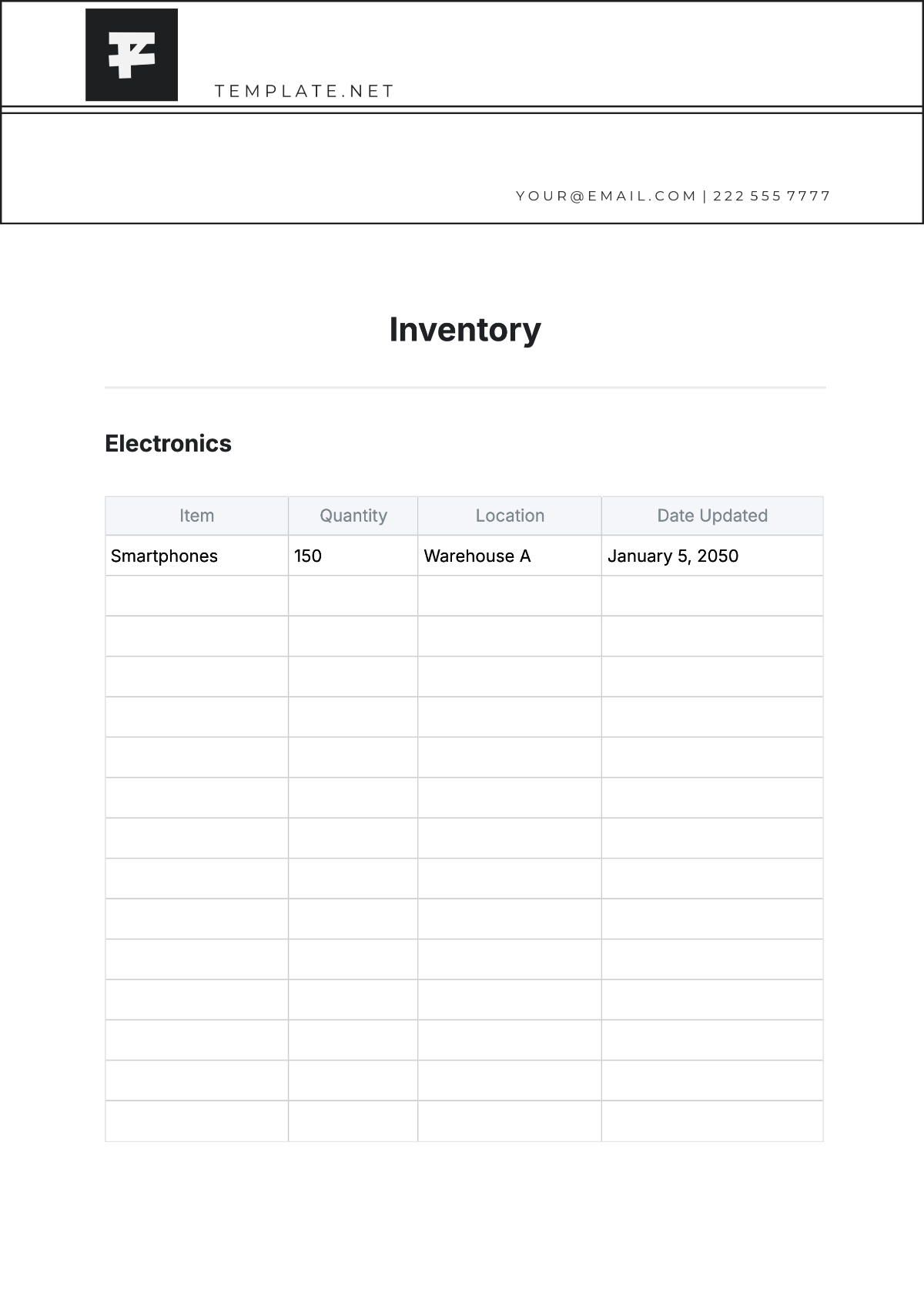 Free Inventory Templates Editable And Downloadable