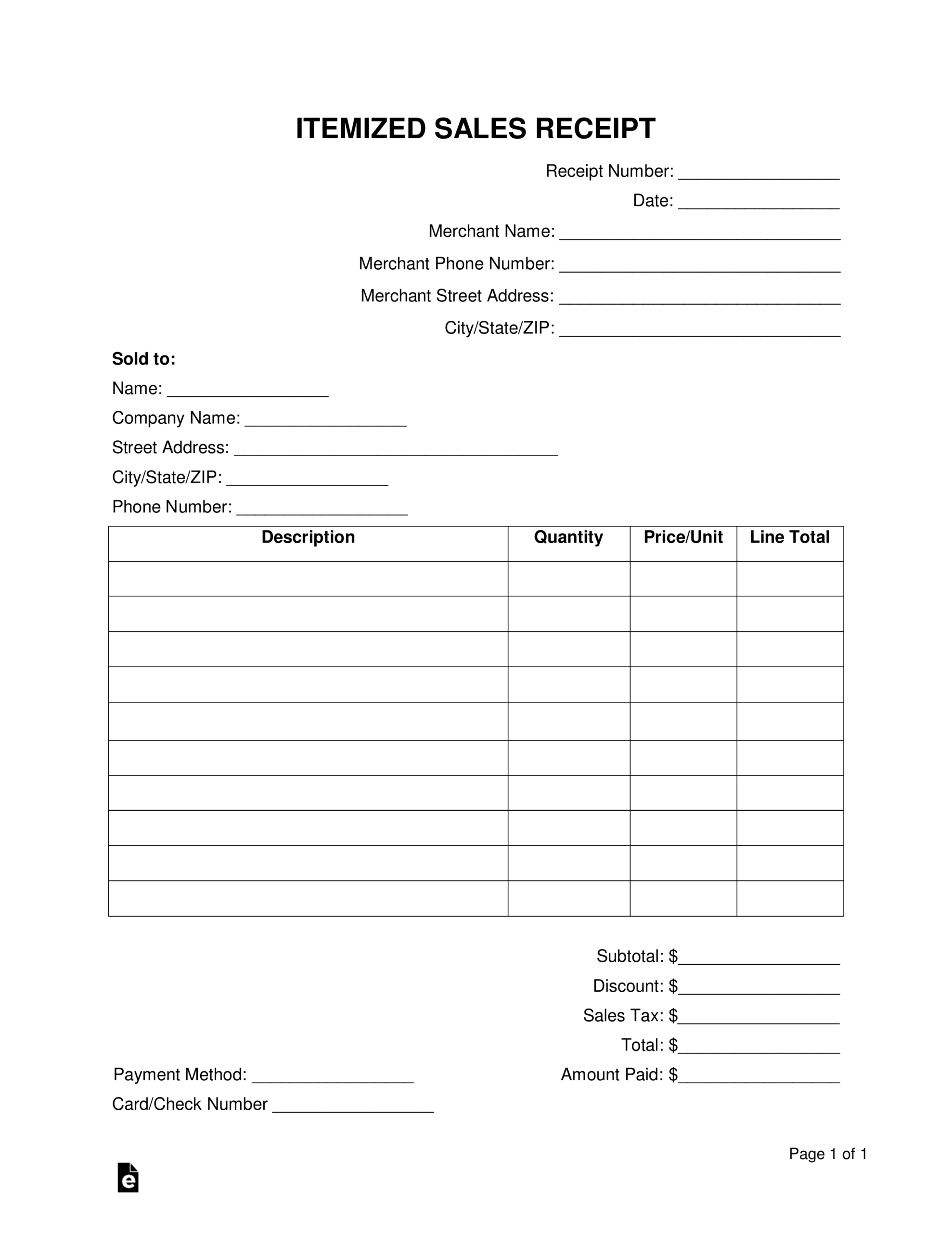 Blank Itemized List Template Free Printable