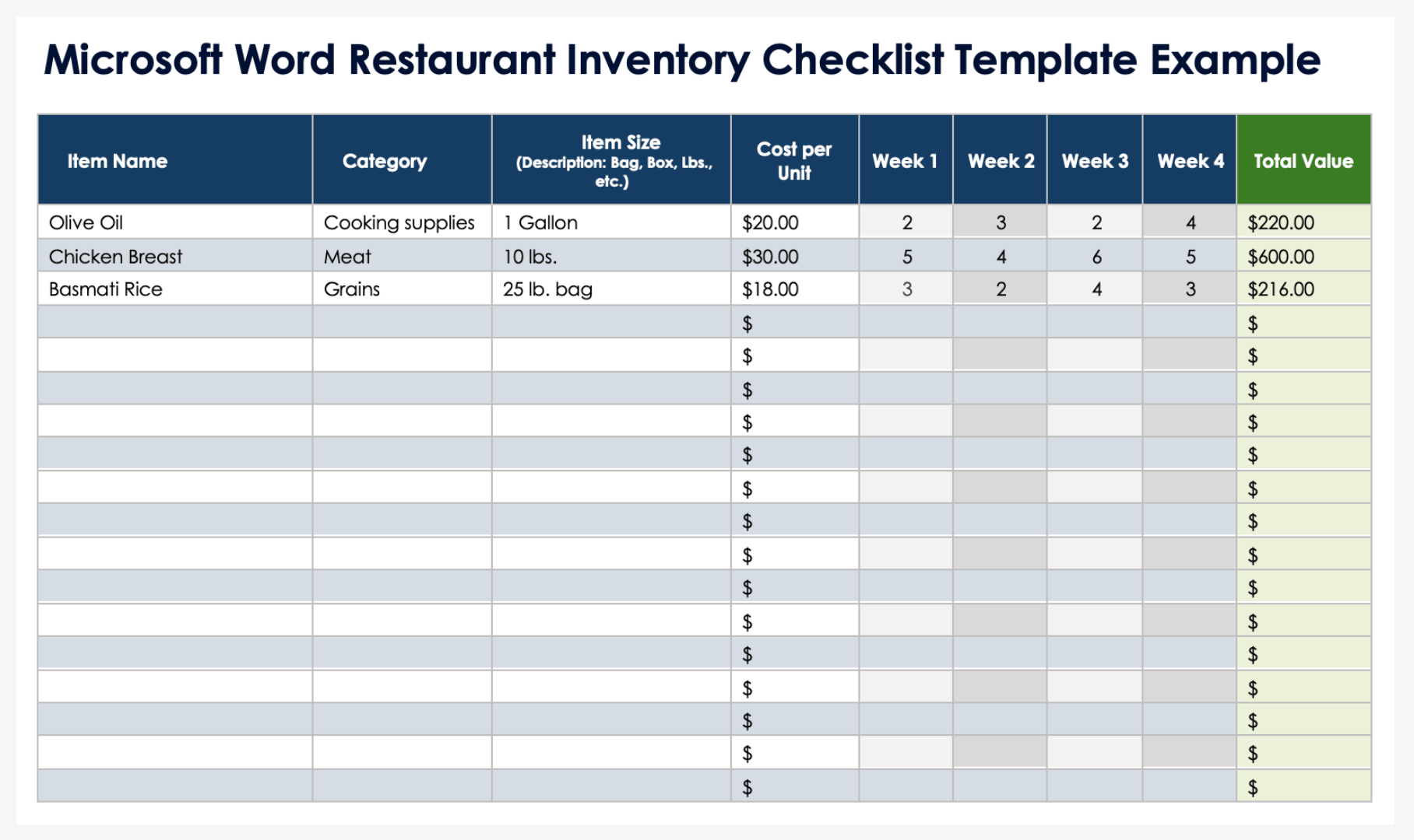 Free Microsoft Word Inventory Templates