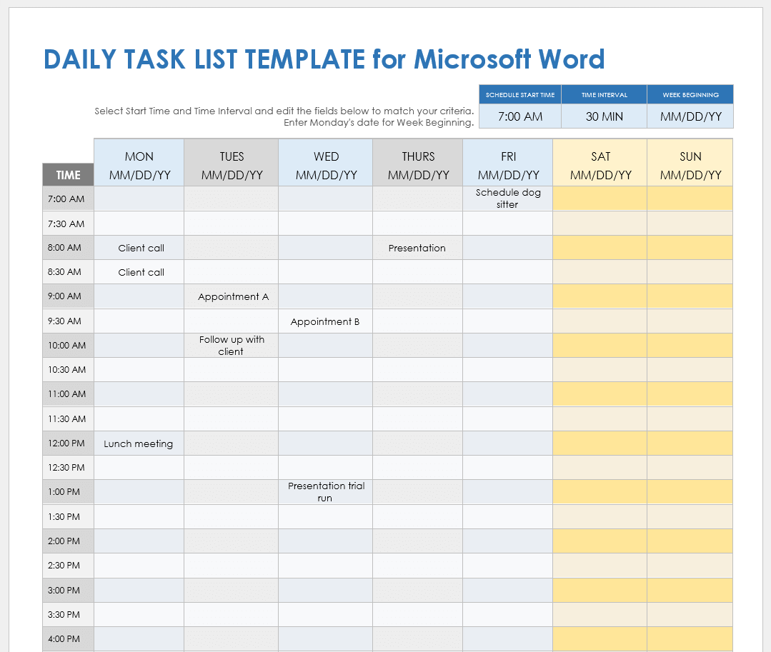 Free Microsoft Word Task List Templates Planners U0026 Checklists 