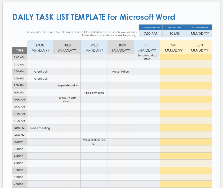 Free Microsoft Word Task List Templates Planners U0026 Checklists 