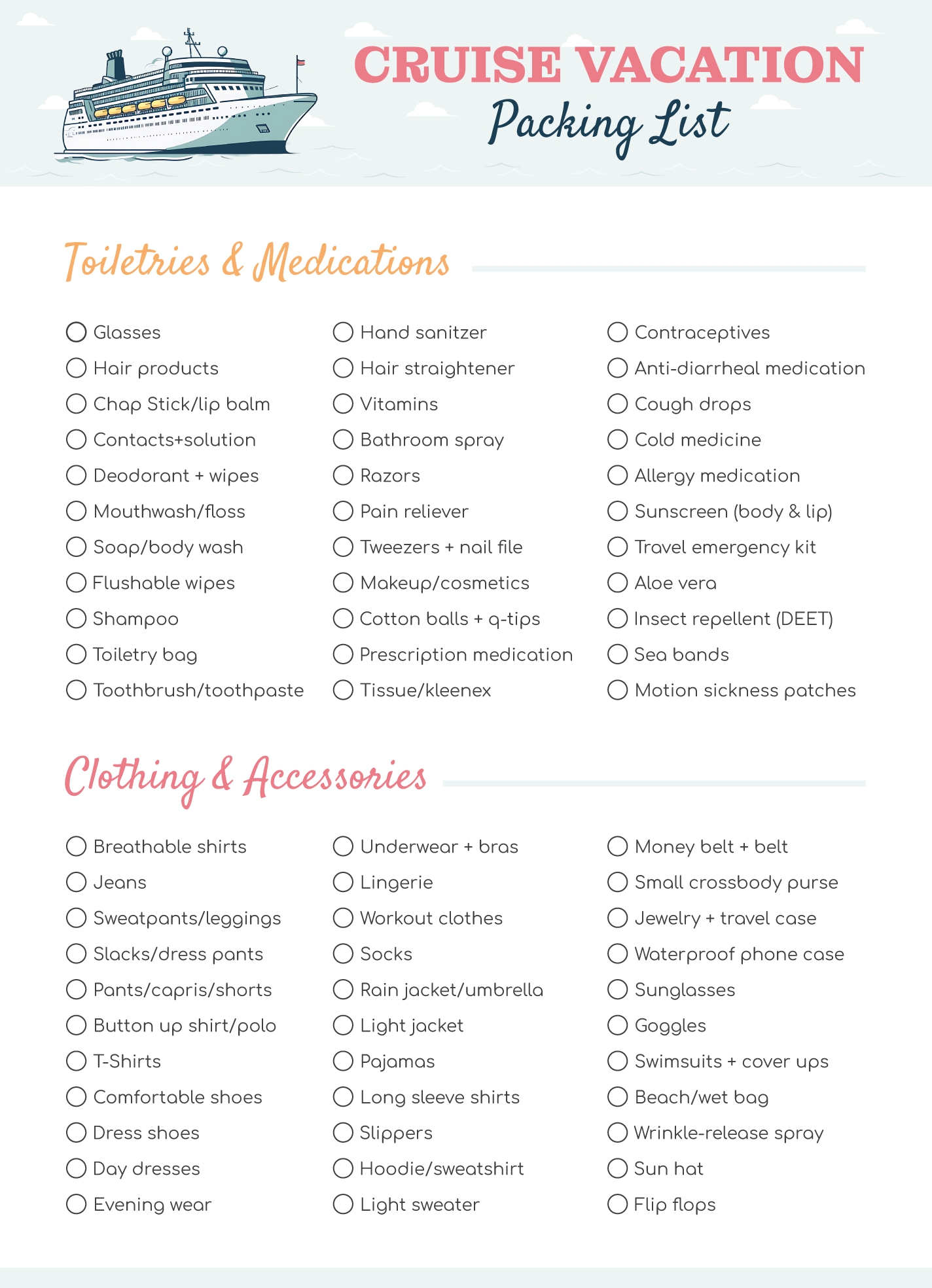 Free Packing List Google Docs Templates Gdoc io