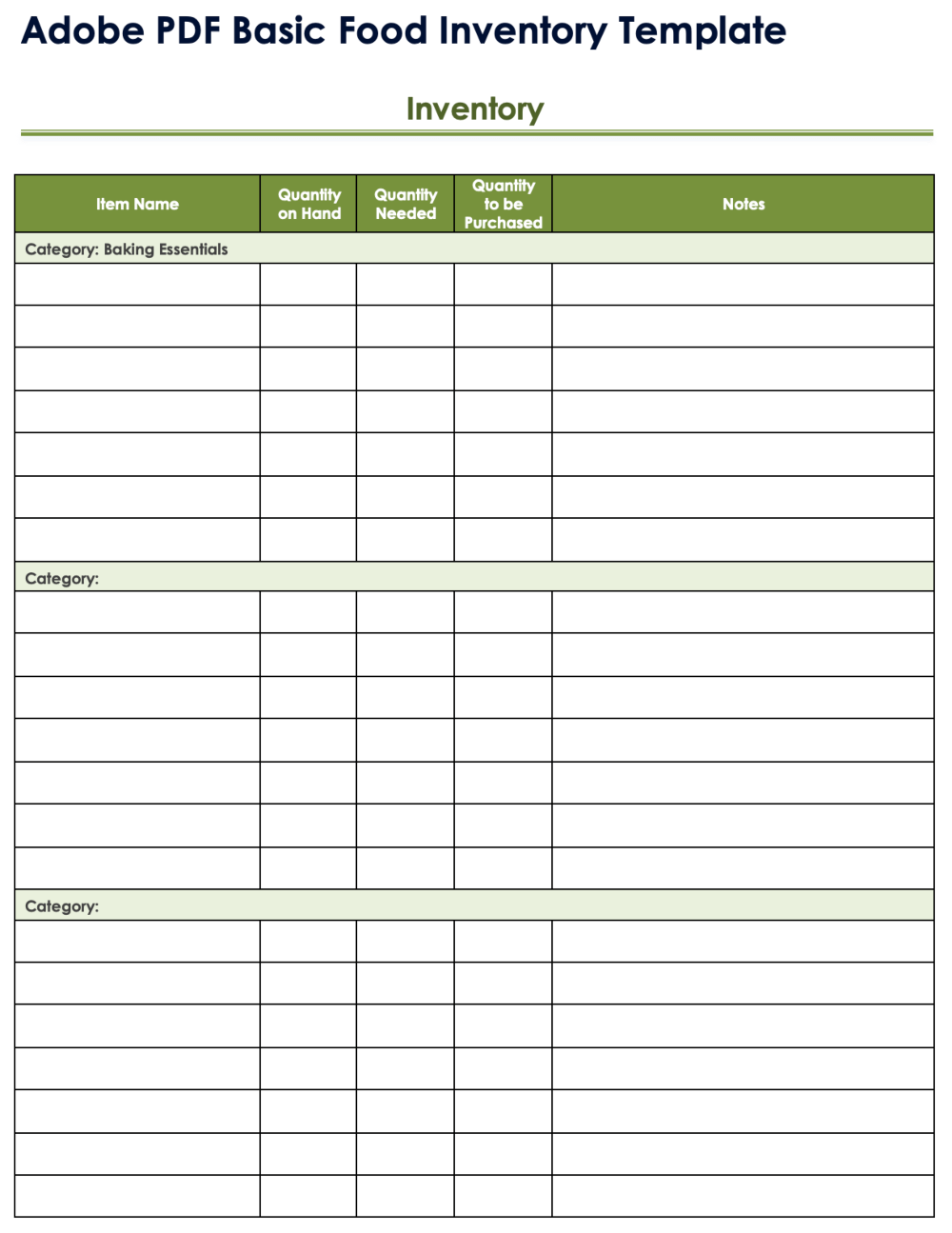 Free Inventory List Template