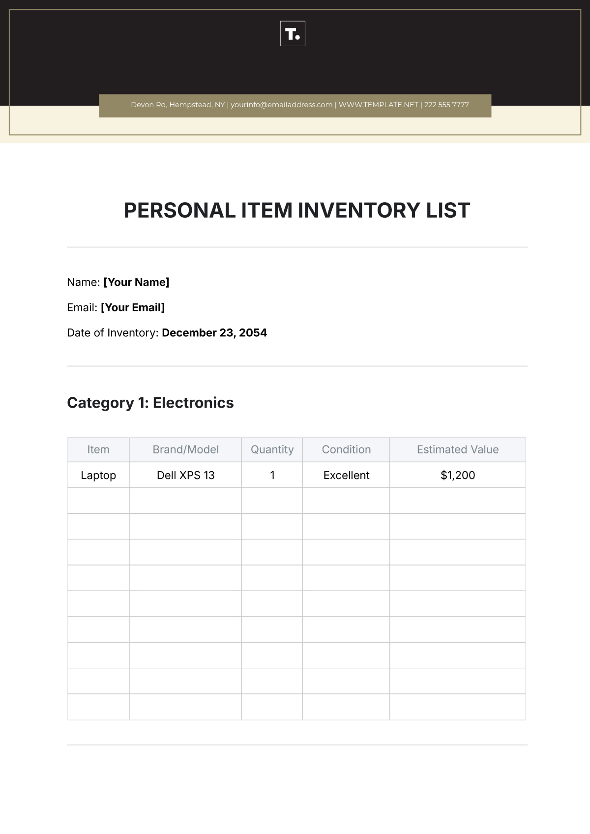 Free Personal Item Inventory List Template To Edit Online Free Personal Item Inventory List Template To Edit Online