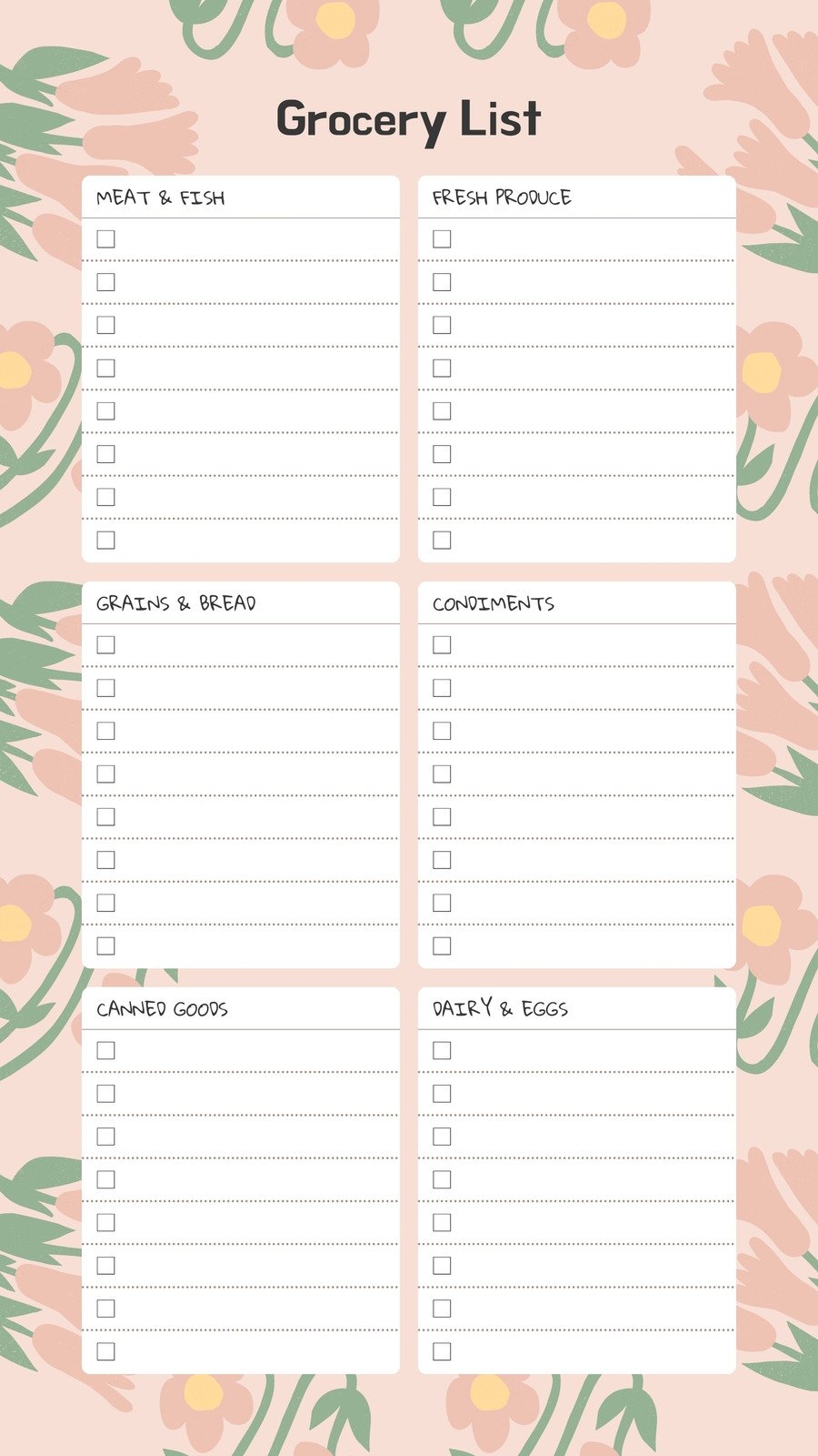 Cute Shopping List Template