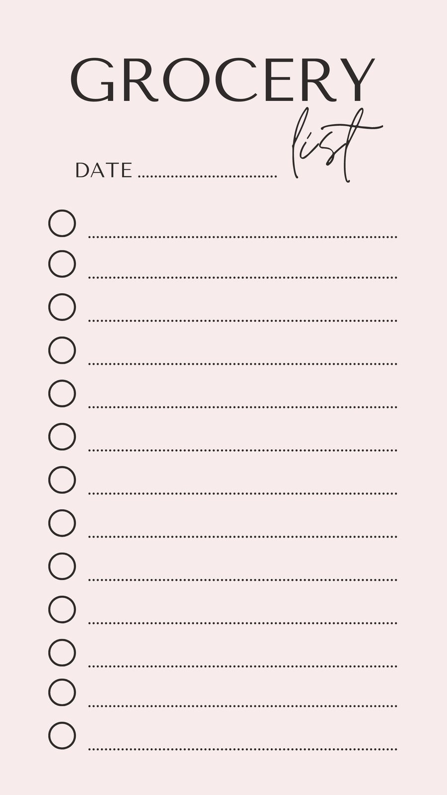 Printable Shopping List Template Free