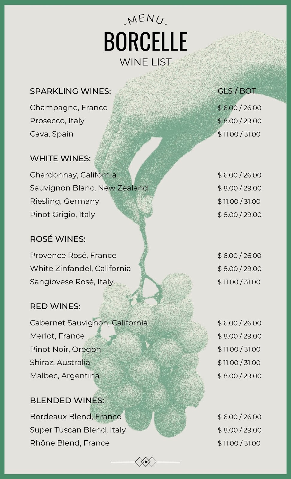 Free Printable And Customizable Wine Menu Templates Canva