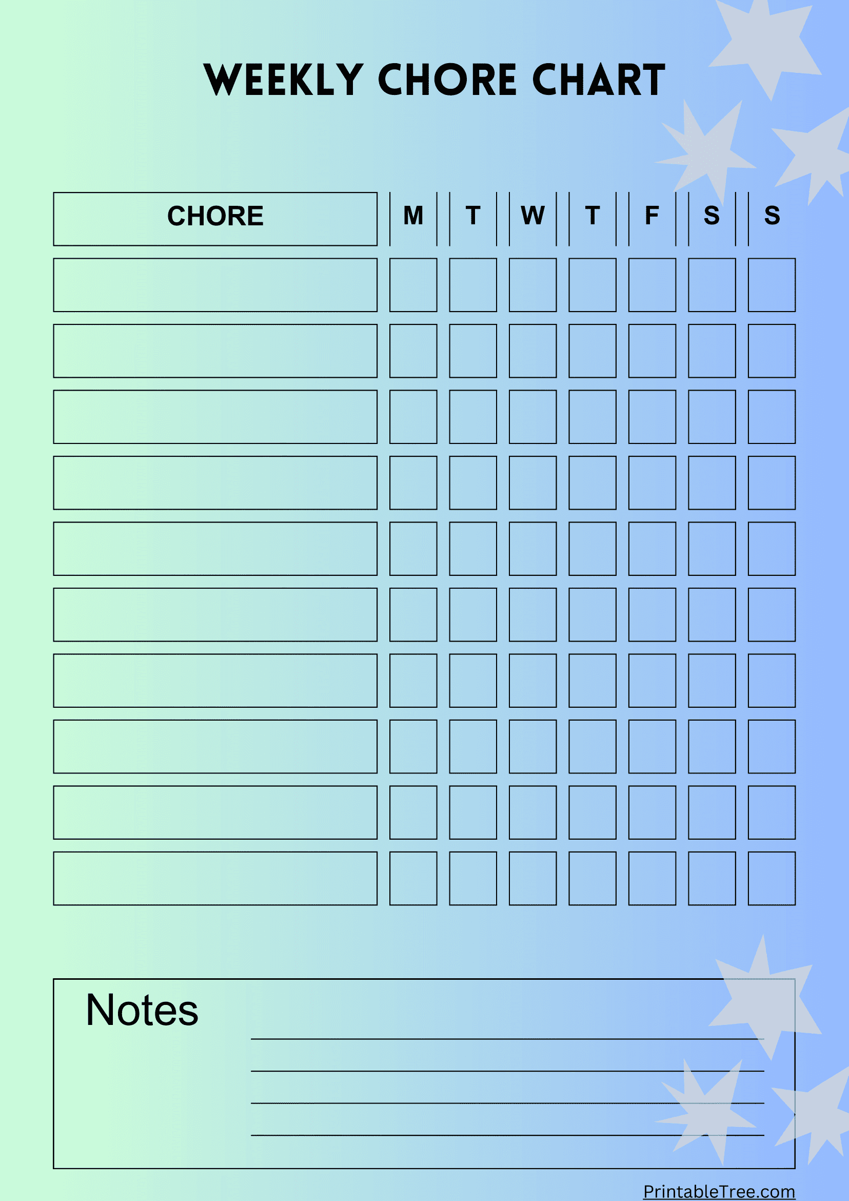 Free Printable Chores List Template