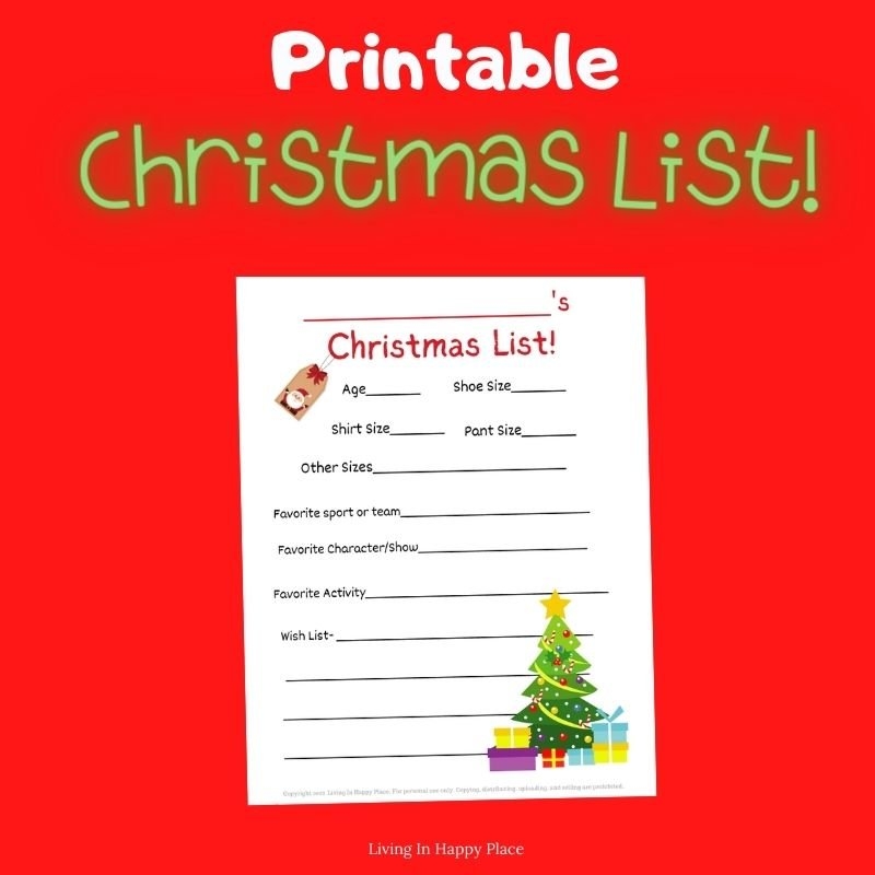 Free Printable Christmas List For Santa