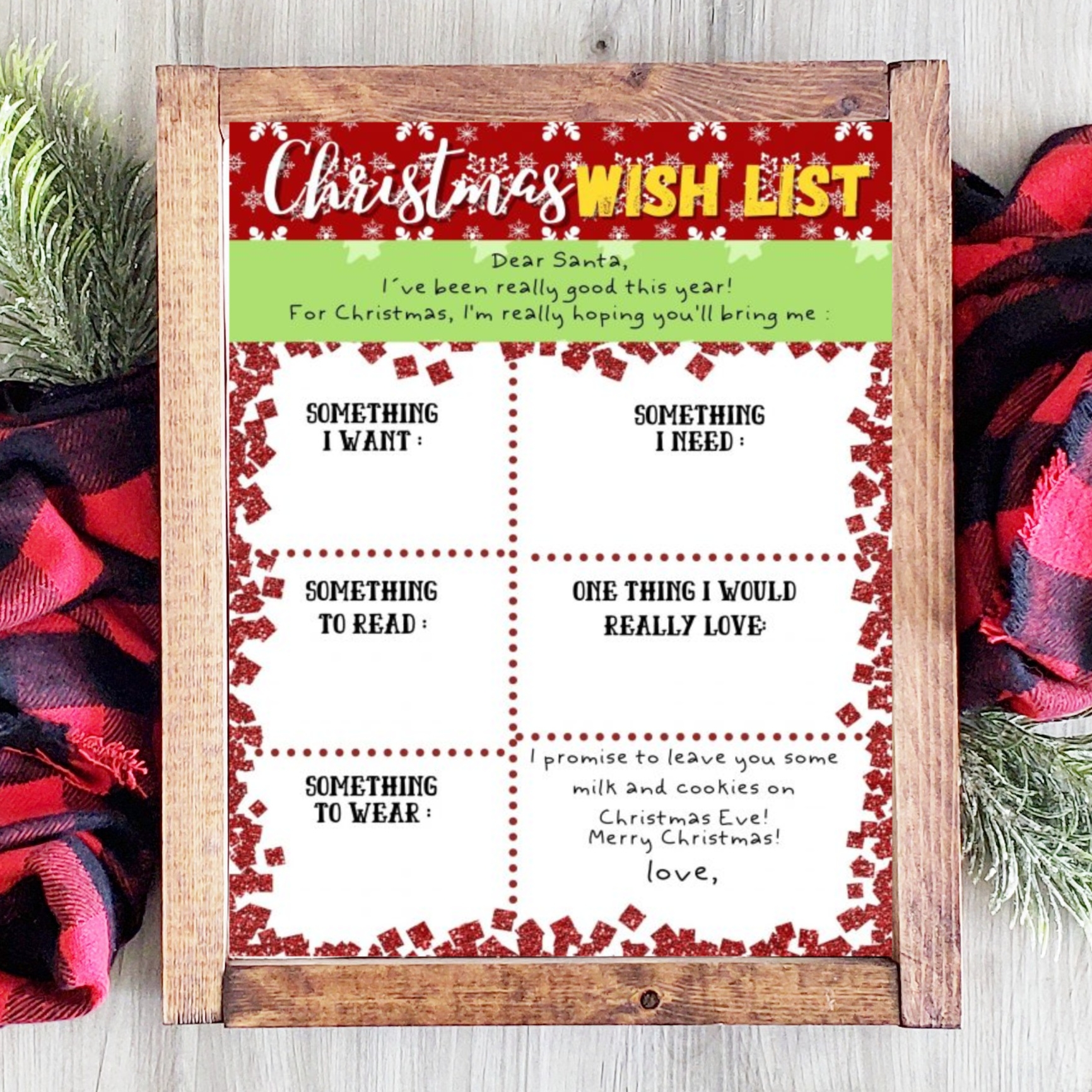 Free Printable Christmas Wish List Sweet Pea