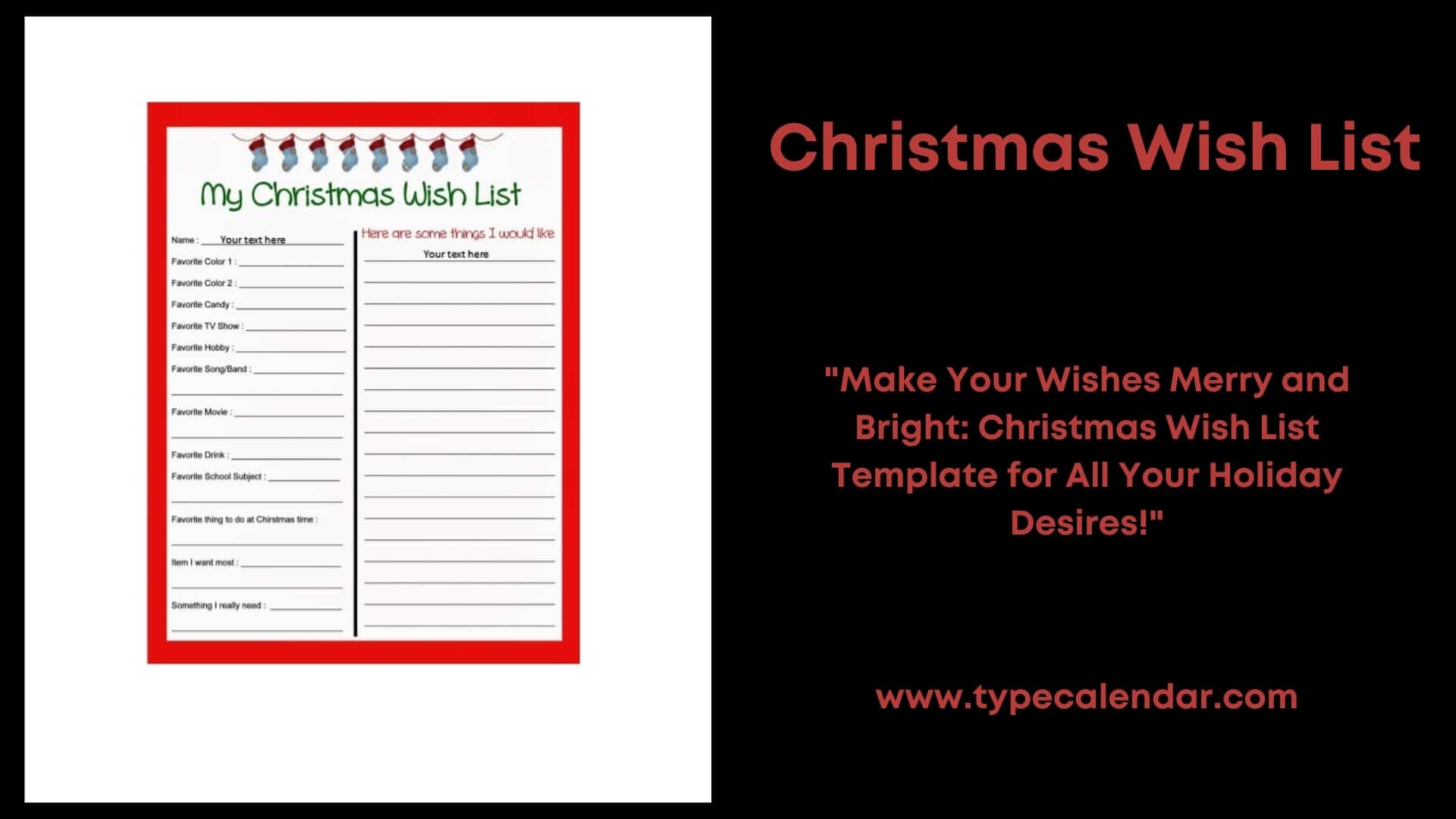 Secret Santa Wish List Template Free