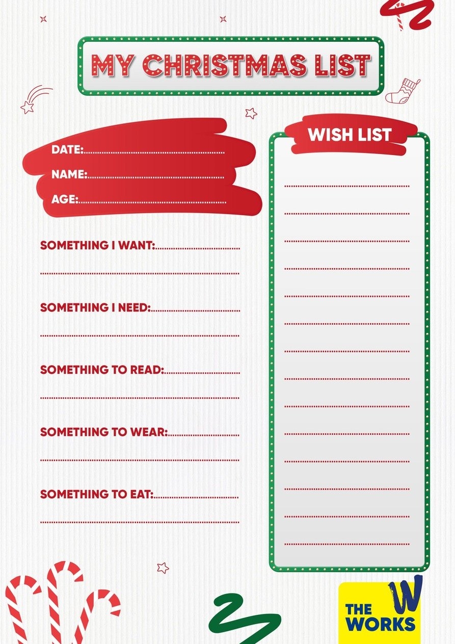 Christmas List Template Printable Free
