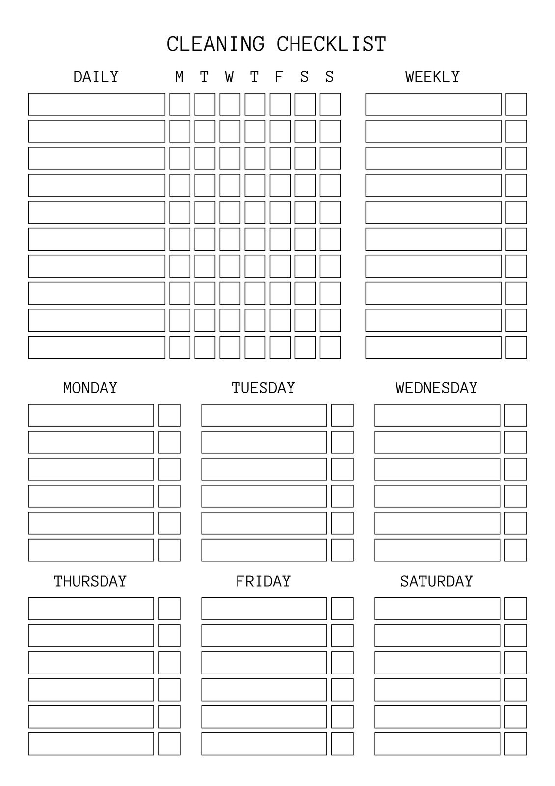Free Checklist Template Printable