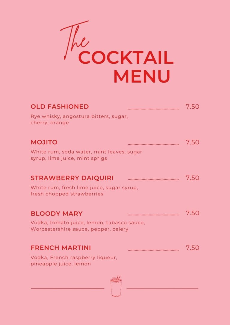 Free Printable Custom Drink Menu Templates Canva