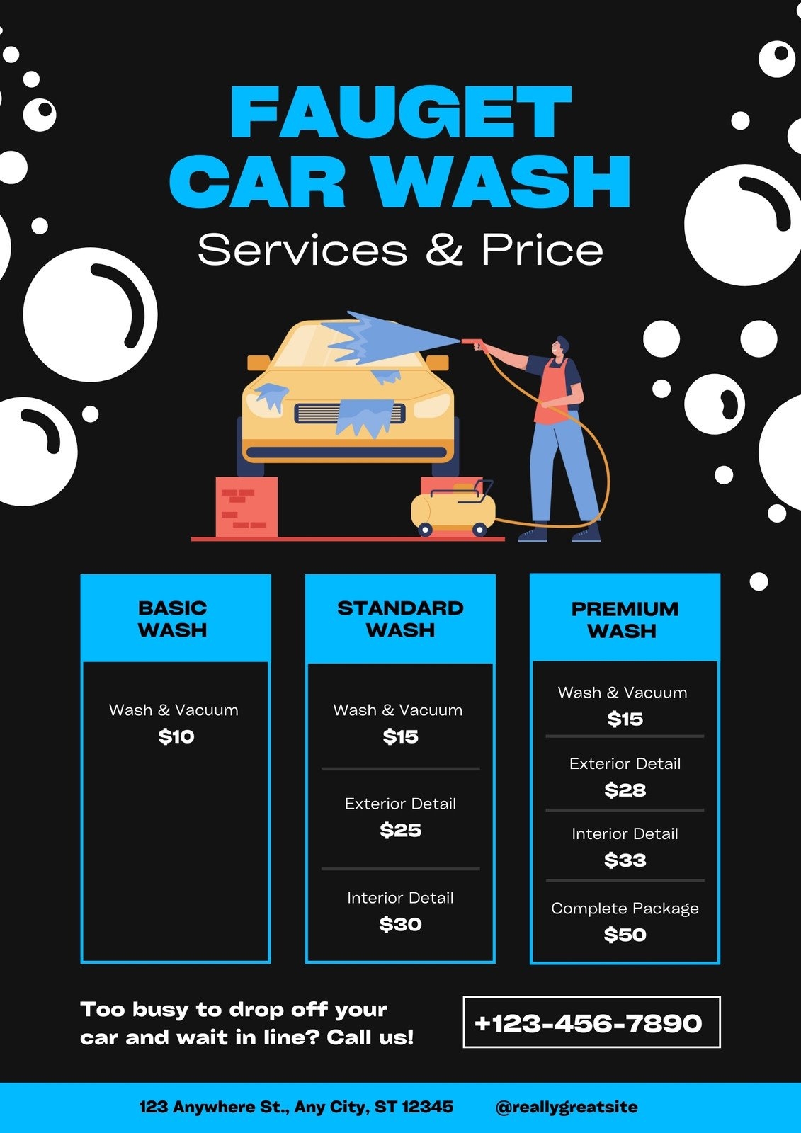 Car Wash Price List Template Free