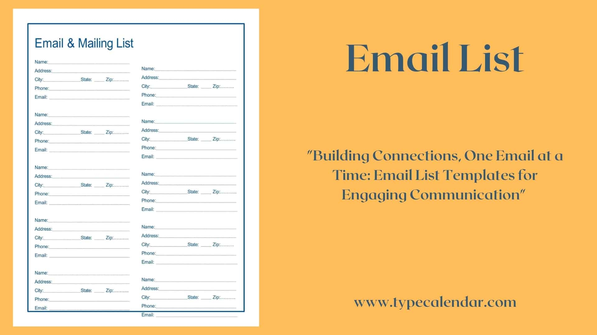 Free Printable Email List Templates PDF Word Excel 