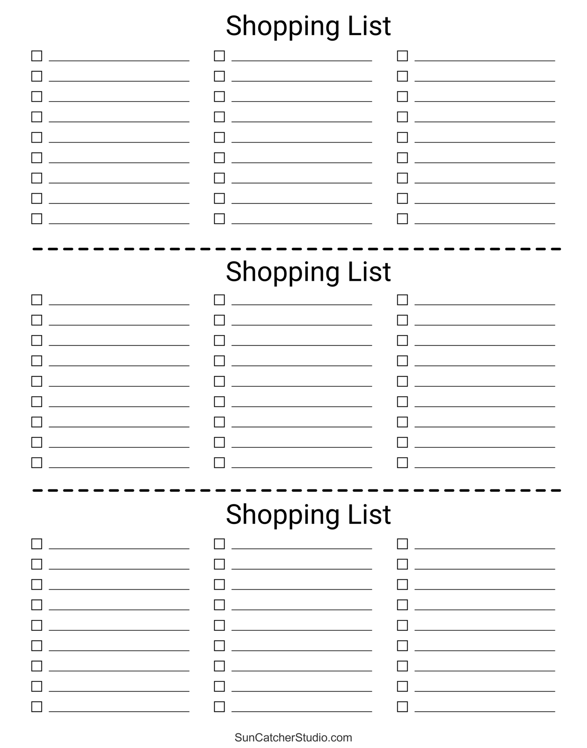 Free Printable Grocery List Templates PDF Shopping Lists Free 