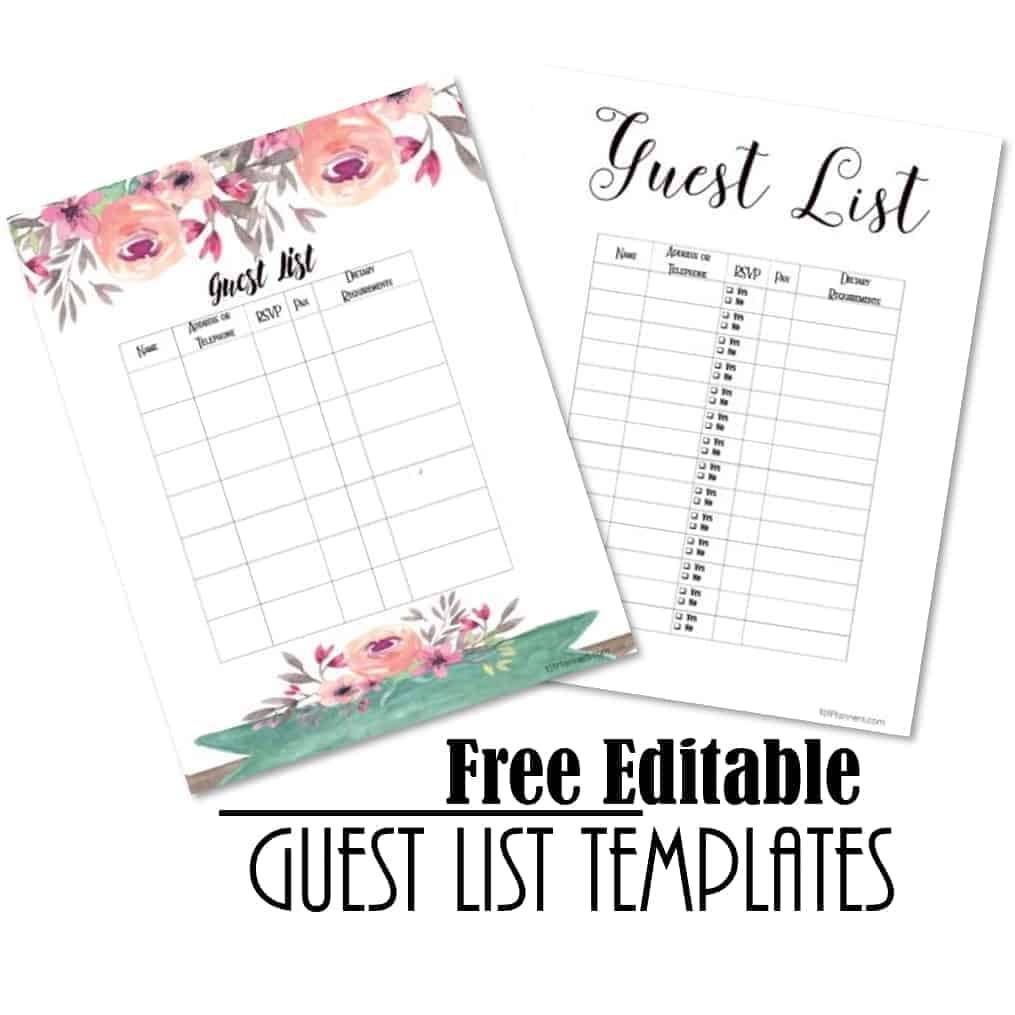 Free Wedding List Template