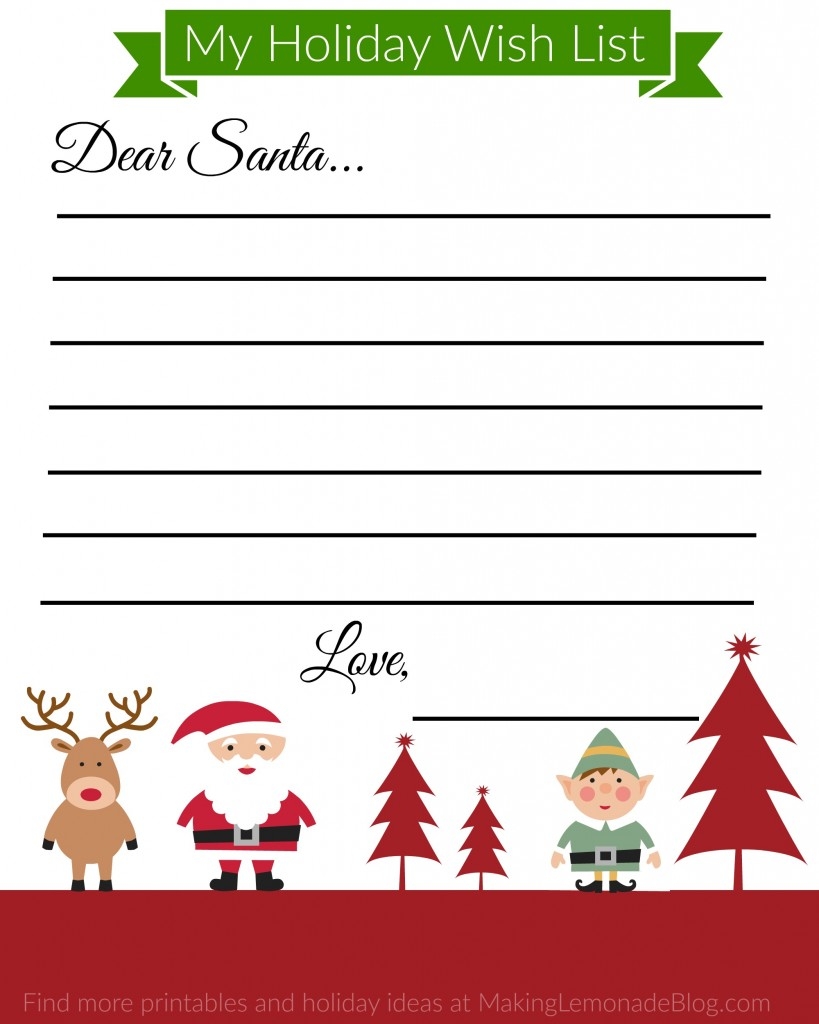 Free Printable Holiday Wish List For Kids Making Lemonade 