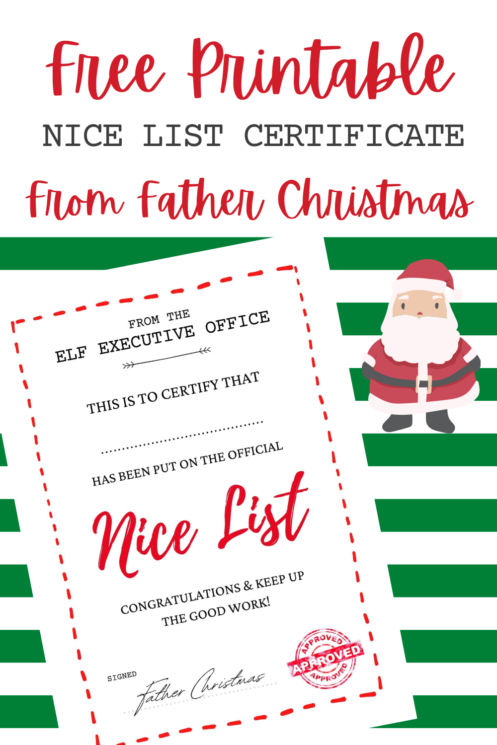 Free Printable Nice List Certificate Template HodgePodgeDays