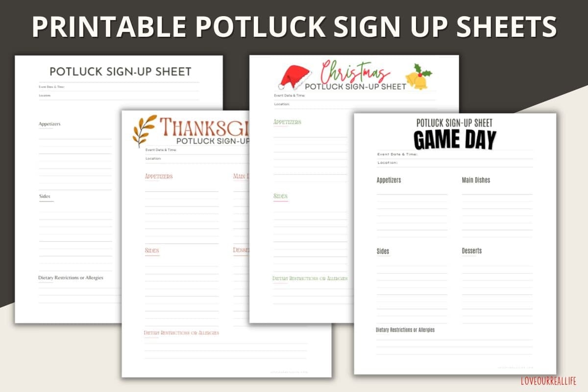 Free Printable Potluck List Template Free Printable Potluck List Template